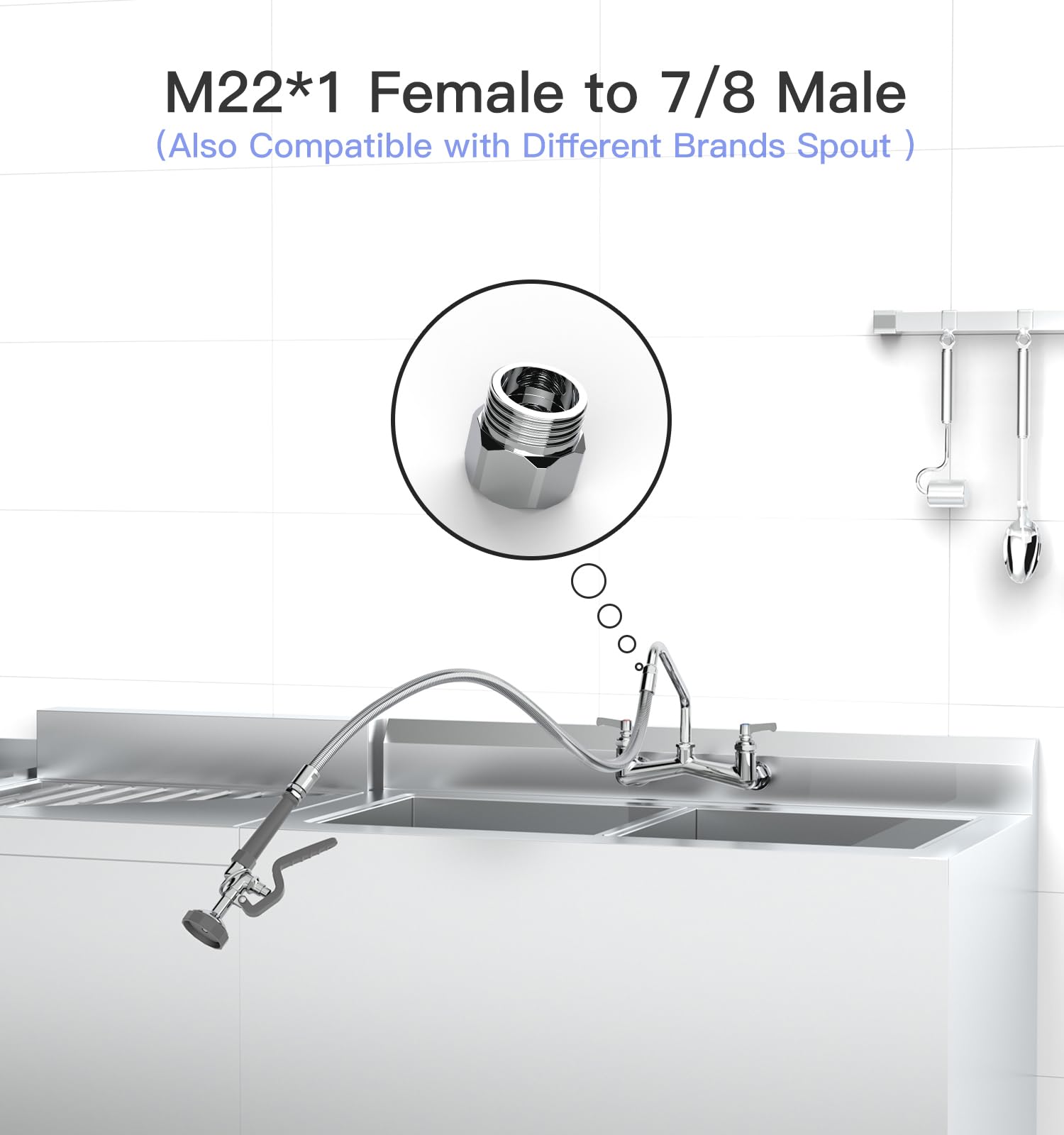 Fauaid Pre Rinse Spray Valve With 45” Stainless-Steel Pre Rinse Hose,1.42 Gpm Pre Rinse Sprayer Commercial Sink Sprayer With Ergonomic Handle Commercial Faucet Parts,Fit For Dish Washing Sprayer（Gray）