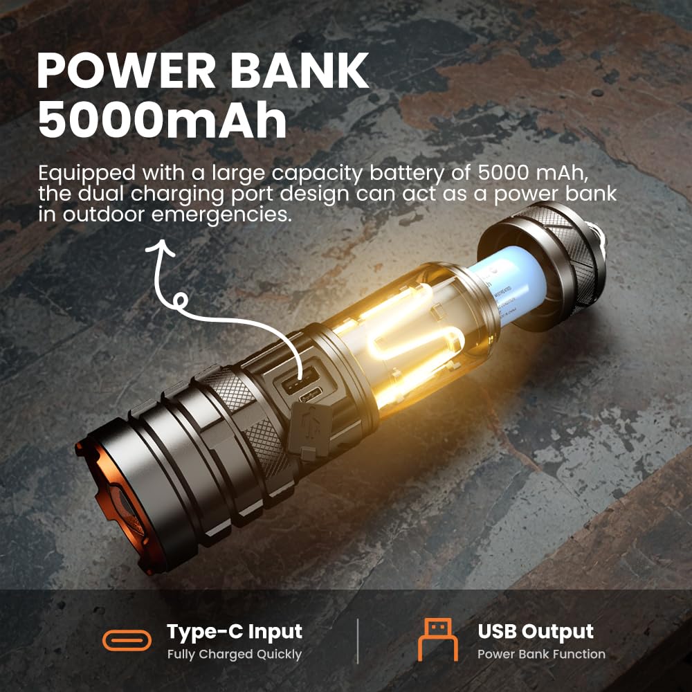 Shilipai Torches Led Super Bright 5000 High Lumen, Rechargeable Torch With Camping Light, Zoomable, 11 Light Modes, Long Battery Life, Waterproof Powerful Utility Torch For Camping, Dog Walking, Emergency