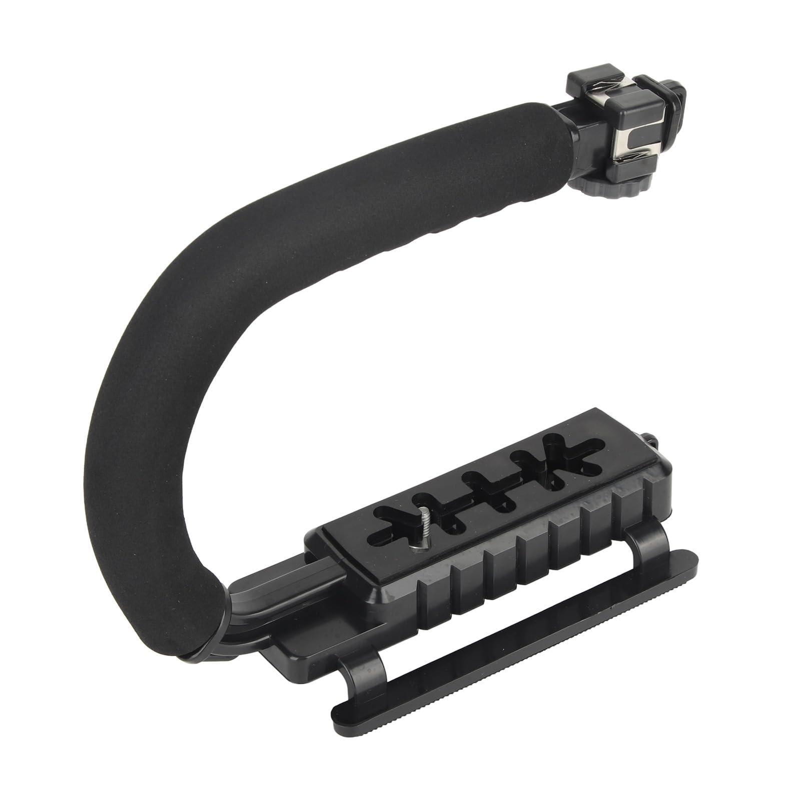 Acouto Adjustable Camera Handheld Stabilizer With 3 Hot Shoe Mounts Foldable Ushaped Ip For Video Action, Sport Cameras Abs Sponge Truction