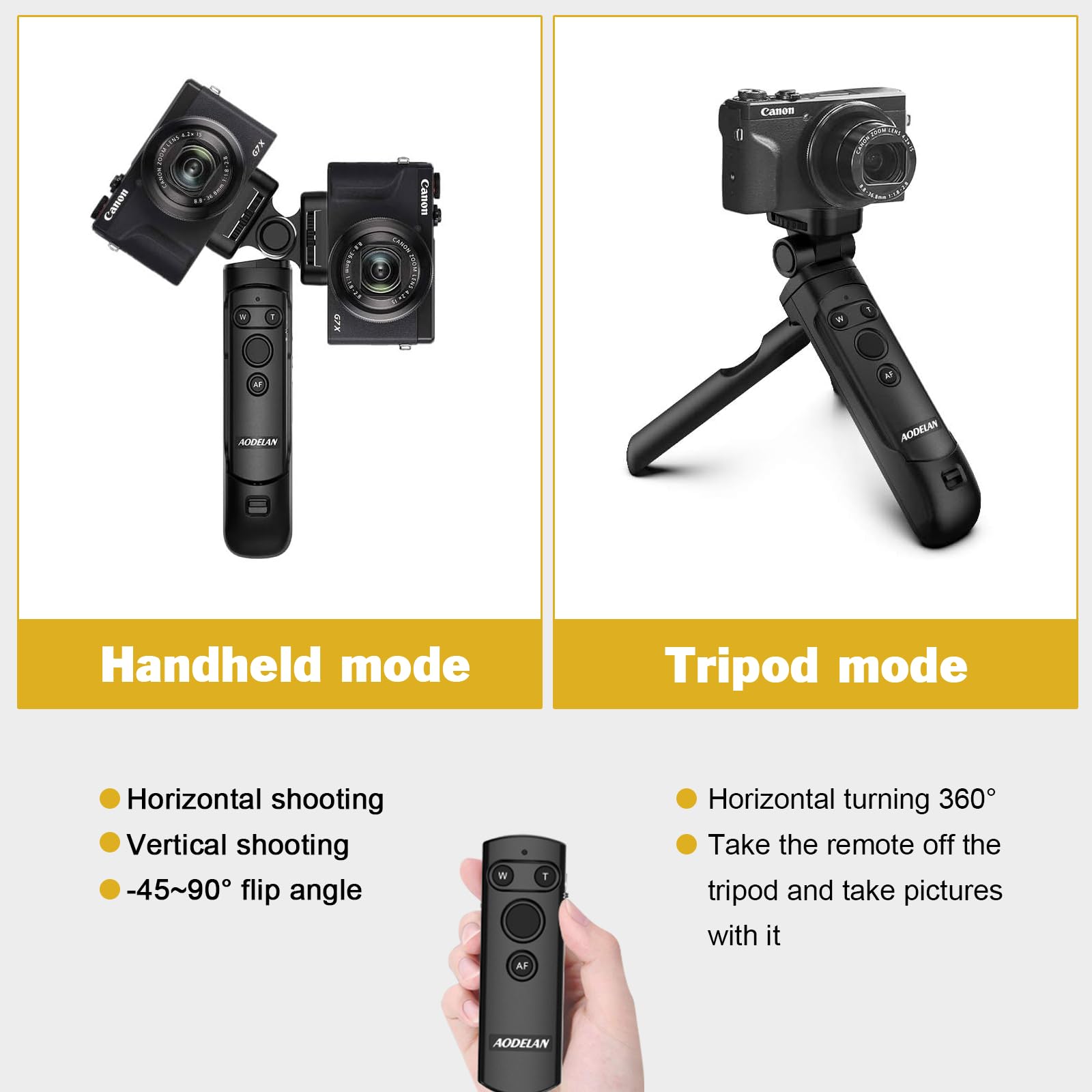 Fcd Trust Aodelan Replacement Tripod Grip For Canon Hg-100Tbr, 4157C001 - Black Plastic Camera Tripod Grip With Flexible Pan-Tilt Head