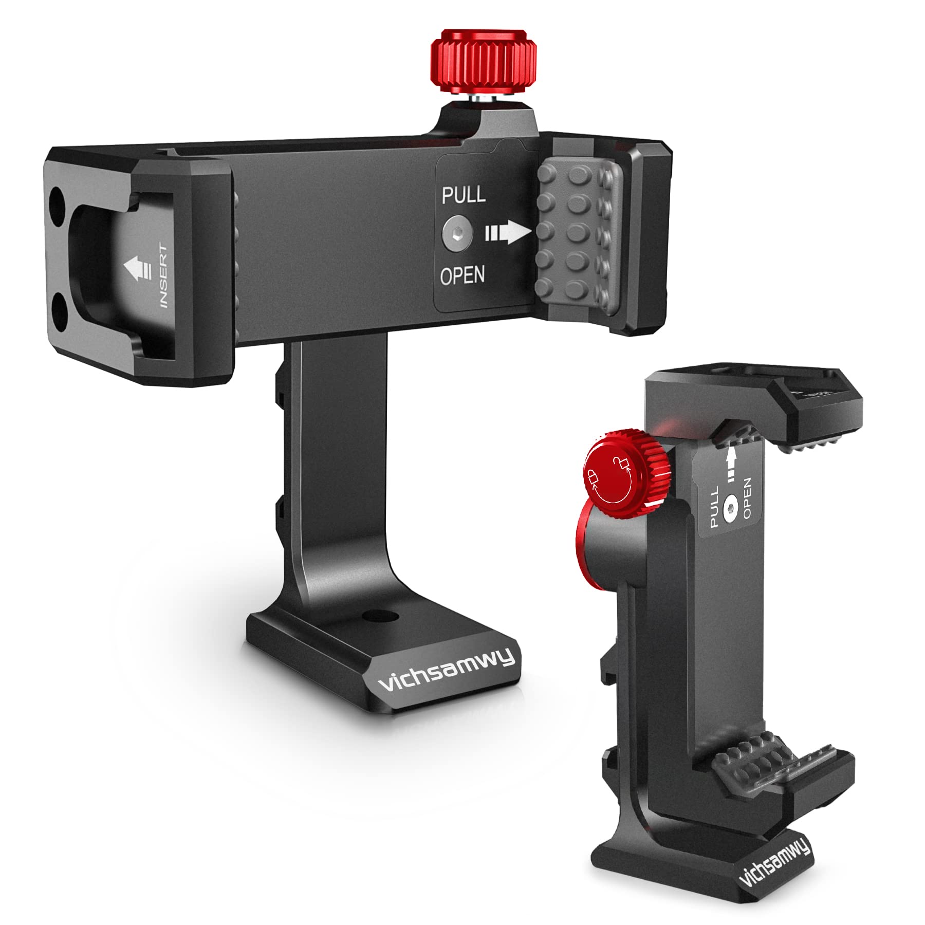 Vichsamwy Metal Phone Tripod Mount With 3 Cold Shoes & 1/4" Arca Port, 360° Rotation Cell Phone Tripod Adapter For Iphone,Samsung & All Android Smartphones, Phone Stand Holder For Photography & Video Recording