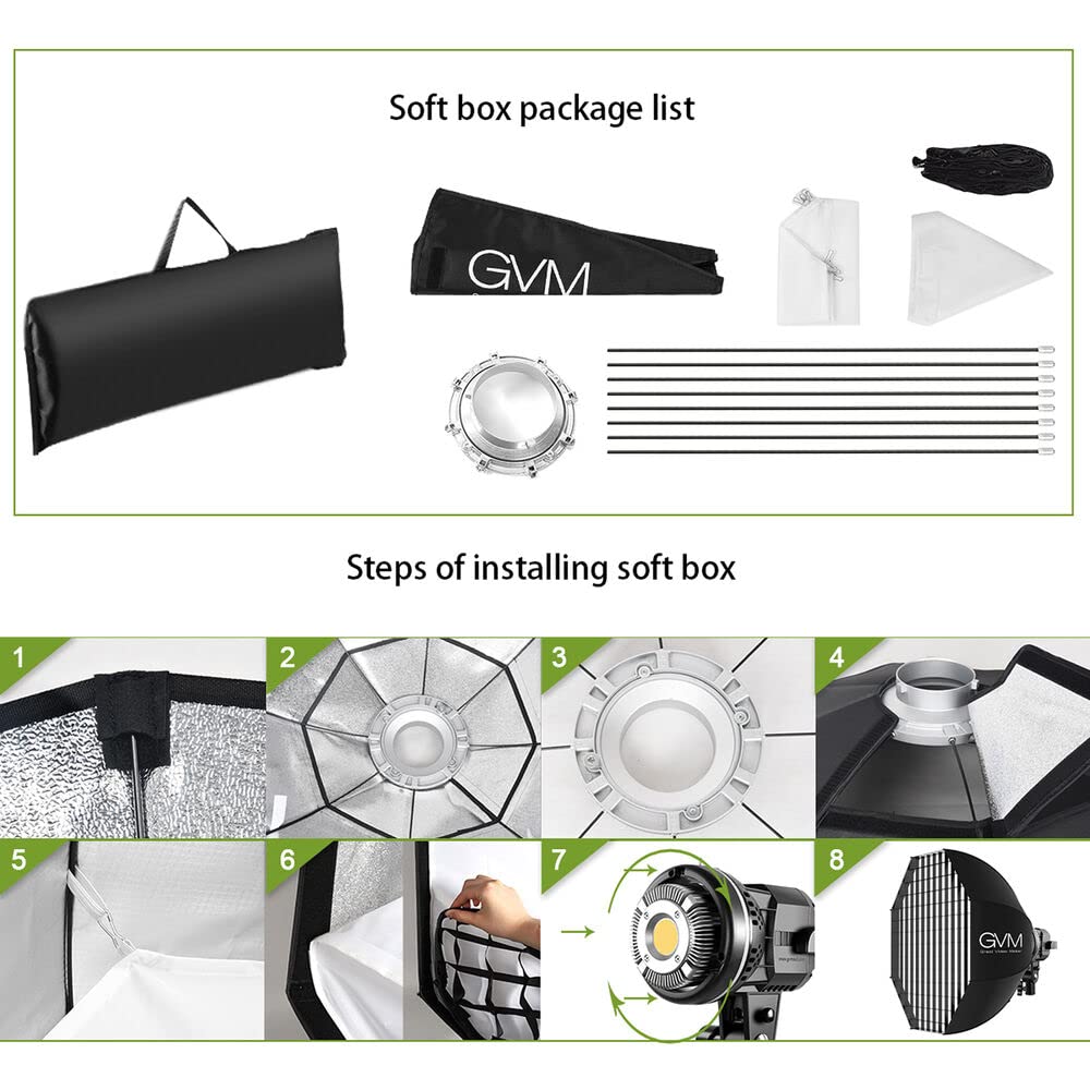 Gvm 80W Photo Studio Lighting Kit, Led Video Light With Bowen Mount 23.6" Softbox, Tripod Stand, Continuous Output Daylight 5600K Lights For Photography