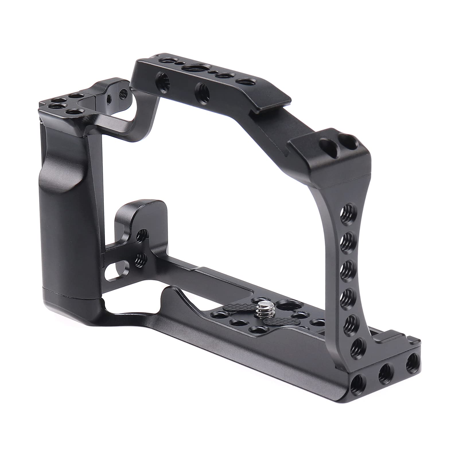 Focusfoto Camera Cage Video Filmmaking Stabilizer Rig Aluminium Alloy Extension Frame With Cold Shoe And 1/4" 3/8" Screw Mouting For Canon Eos M50 Mark Ii/M50/M5 Mirrorless Camera