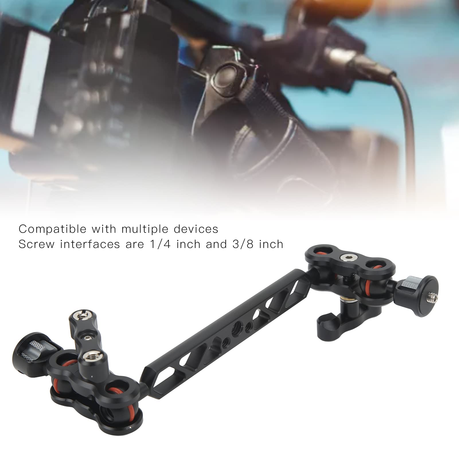Kimiss Articulating Arm Camera Mount 13In Articulating Magic Arm Camera Mount Adjustable Cnc Aluminum Alloy With 1/4" And 3/8" Thread For Led Light Microphone