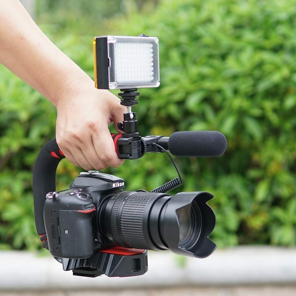 Aoonar Camera Video Stabilizer Handle Video Grip Camera Video Light Triple Shoe Mount For Gopro For Dslr Sony Nikon Canon For Iphone (Set2)