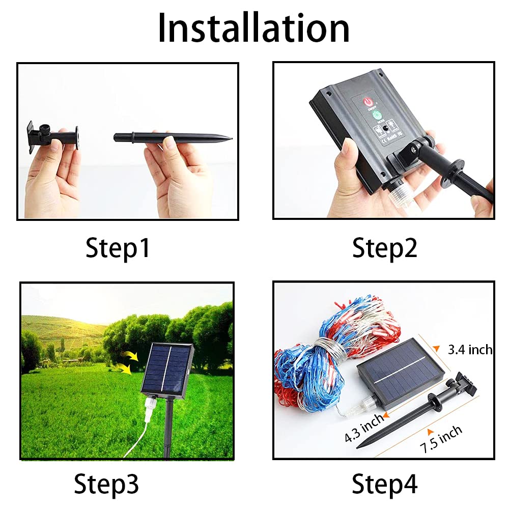 Miniao Solar American Flag Lights, Independence Day Decorations 2-In-1 Solar Powered & Plug In Us Flag Lights 420 Led 8 Modes Waterproof Flag Lights For July 4Th Independence Day, Garden, Yard Decorations