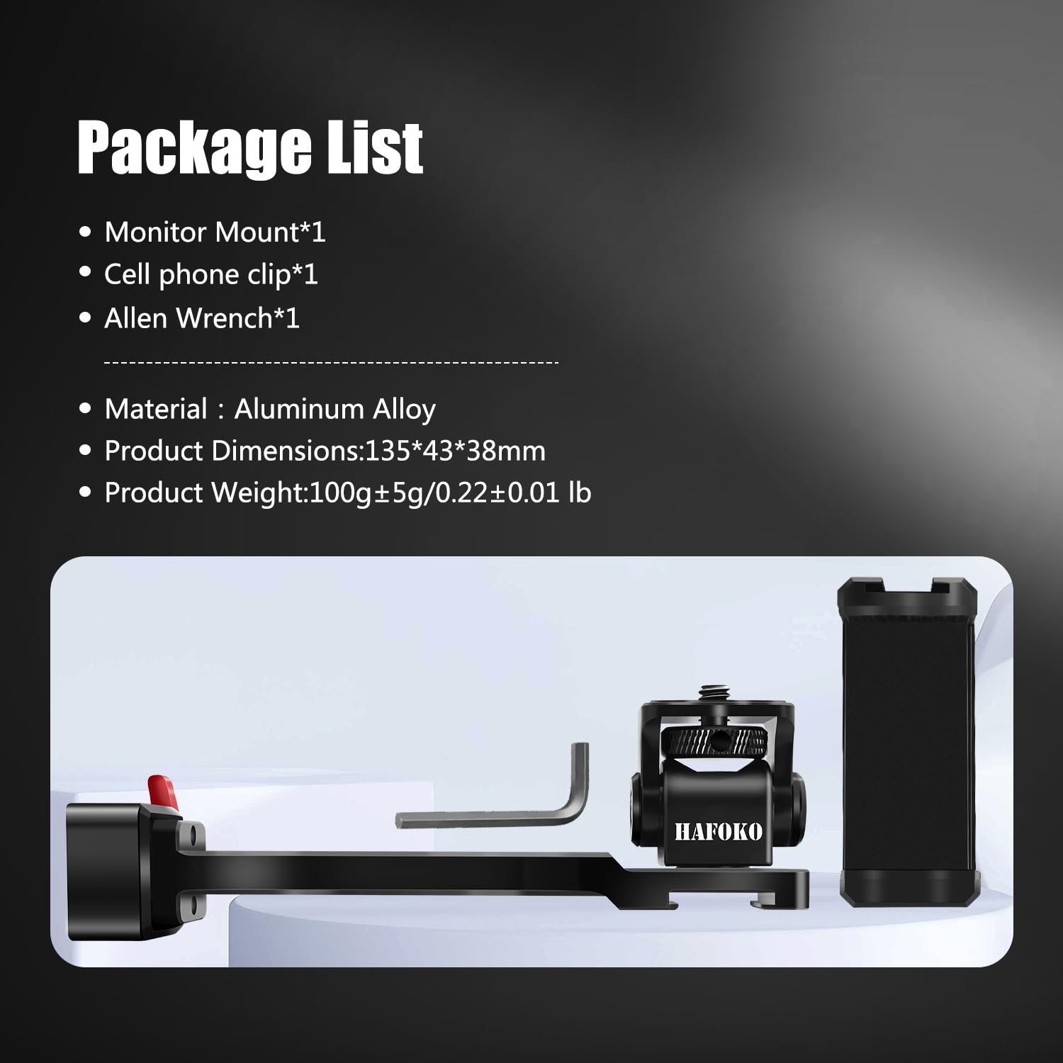 Hafoko Rs4 Gimbal Monitor Mount Rs3 Phone Mount Extension Handle Metal With 1/4" Cold Shoe Phone Mount Compatible For Dji Rs4/Rs4 Pro/Ronin S3 /Rs3 Pro/Ronin S3 Mini/Rs2/Rsc2 Gimbal Stabilize