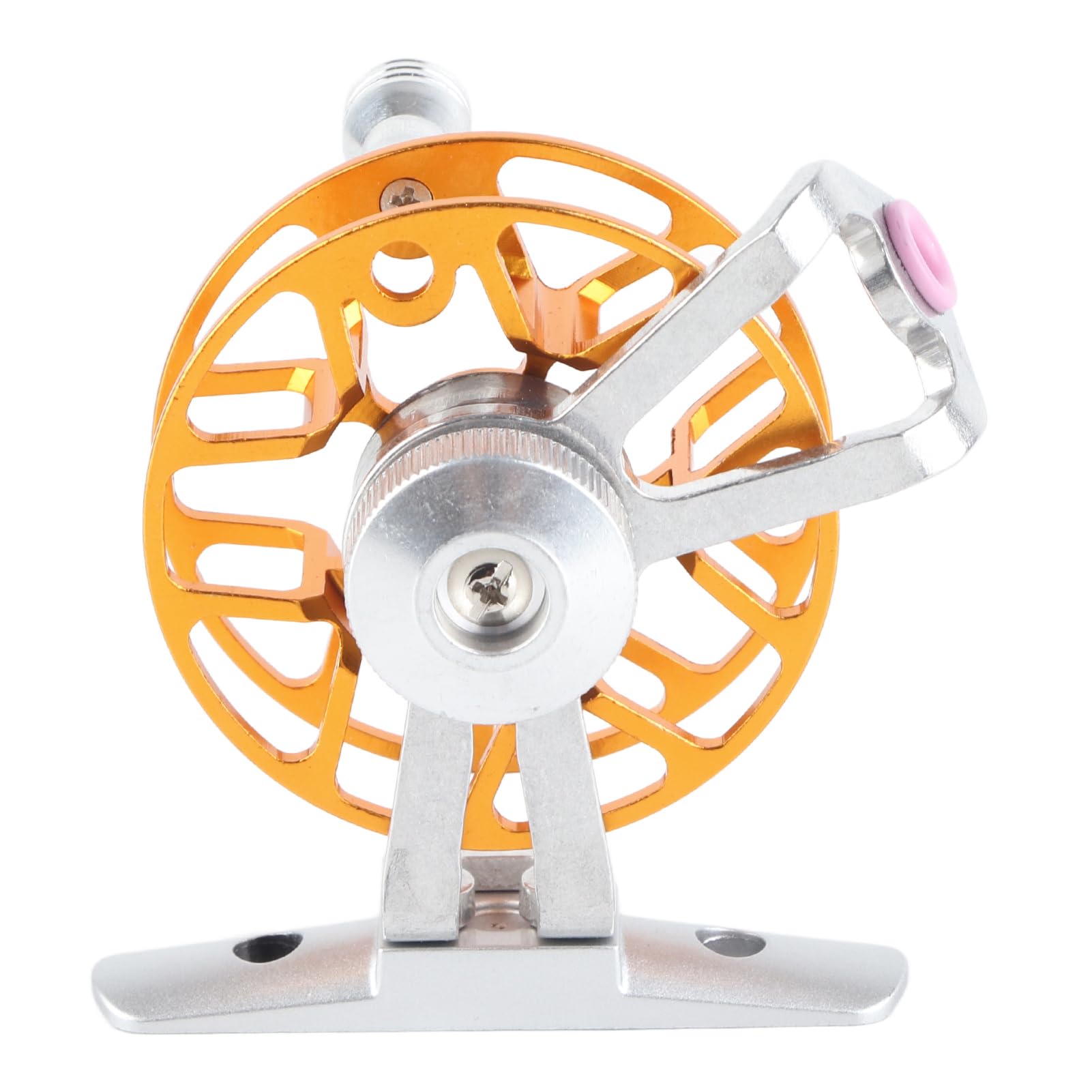 Depisuta Ice Fishing Reel, 1:1 Speed Ratio Aluminum Alloy Fly Fishing Reel Right Hand Mini Fly Wheel, Lightweight Fishing Reels, Reels For Freshwater Saltwater (Gold)