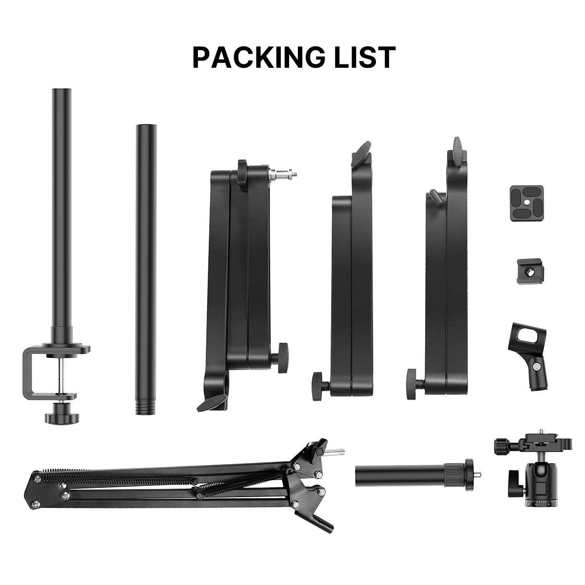 Pictron Live Broadcast Boom Arm, Ulanzi Flexible Desk Mount Camera Arm Clamp Webcam Stand, Microphone Boom Arm For Blue Yeti Snowball Yeti Nano, Webcam, Camera, Led Light, Voice Recording, Podcasting