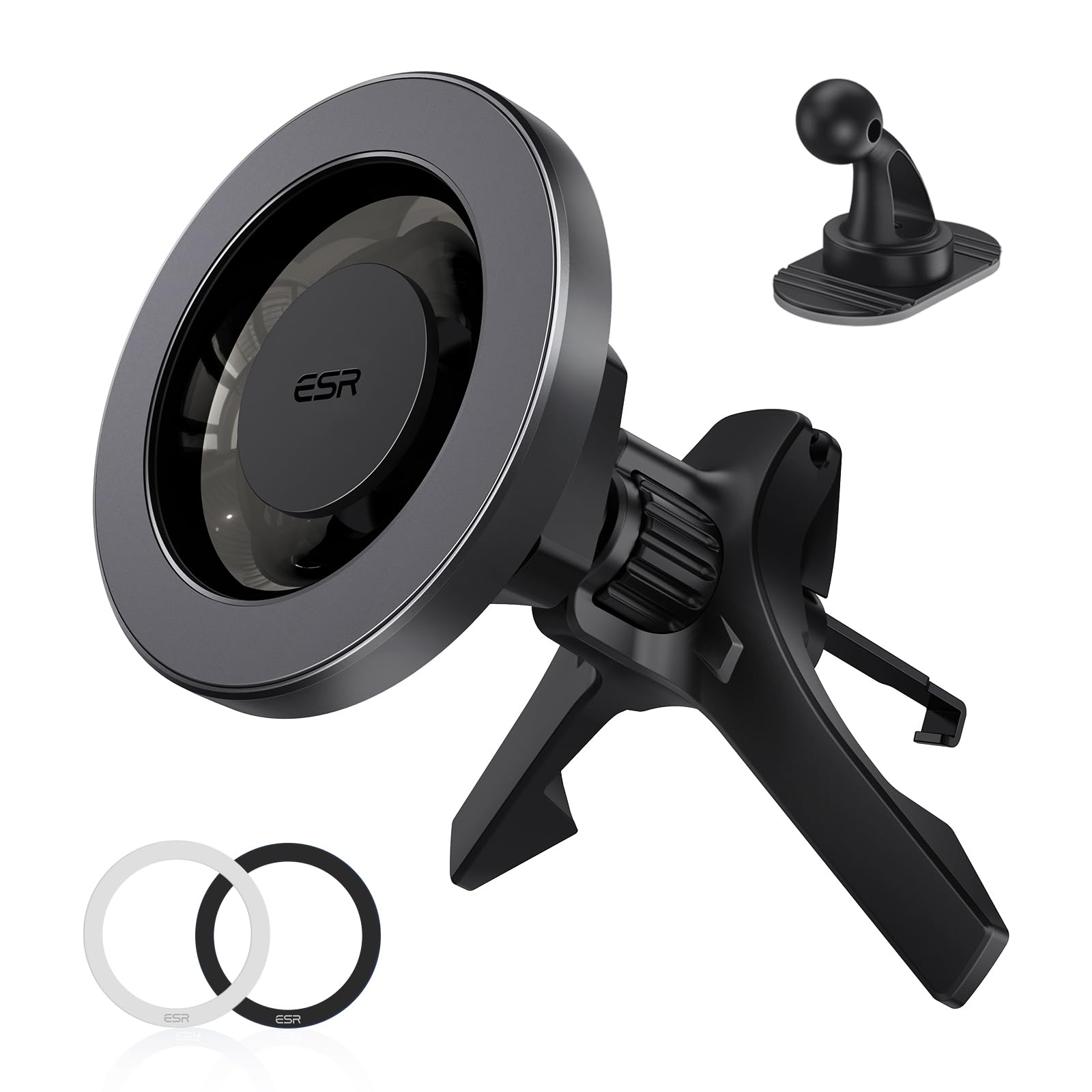 Esr For Magsafe Car Mount, Air Vent/Dashboard Magnetic Phone Holder For Car, Strong Magnets,Car Phone Holder Mount For Iphone 16/16E/15/14/13/12/Samsung/Android,All Smartphones(2 Metal Rings Included)