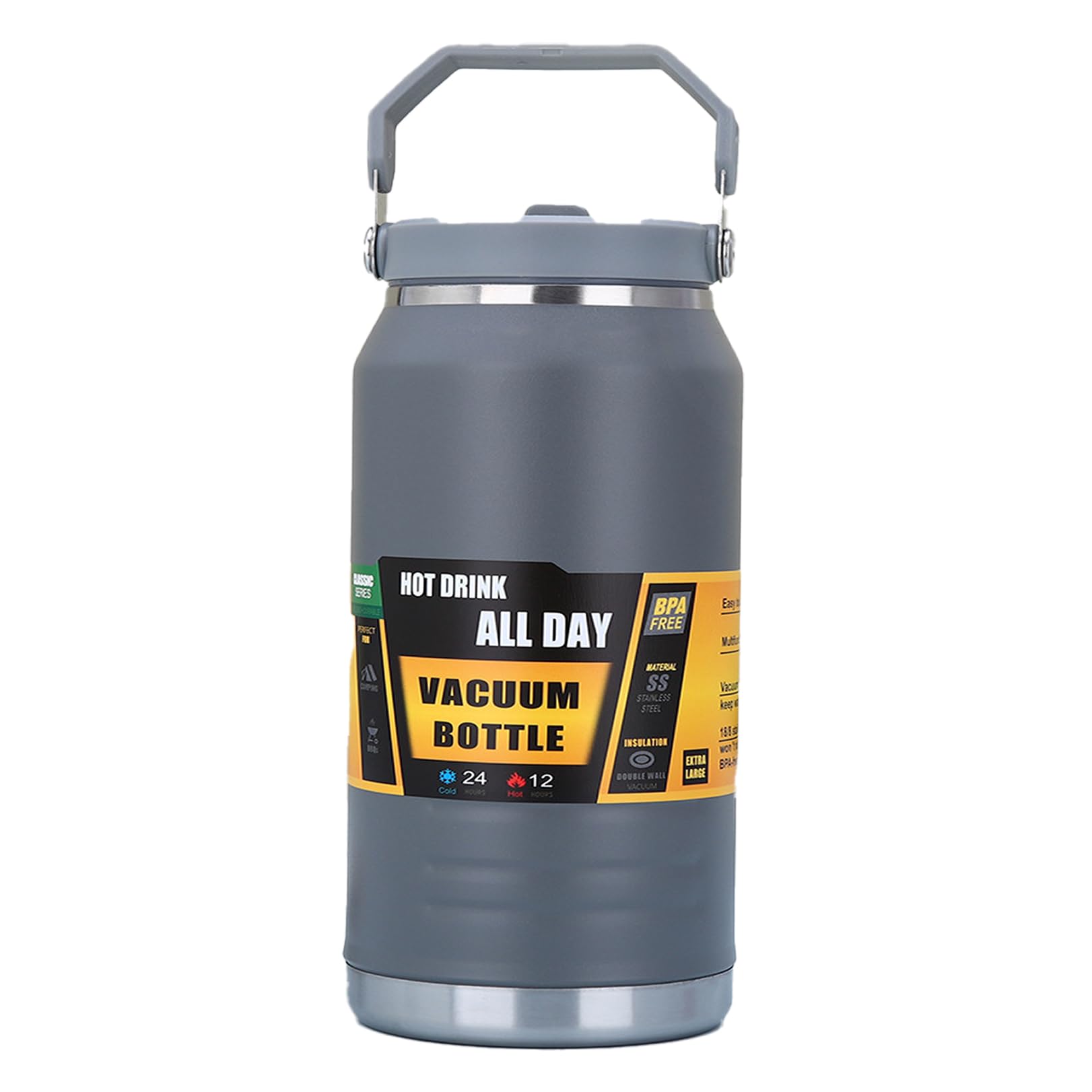 Insulated Stainless Steel Water Bottle With Straw, Double Walled Insulated,Portable Large Capacity