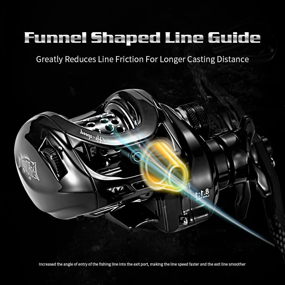 Doviello Bmc100 150G/0.33Lb Bfs Reel Baitcaster Reels With Drag Clciker 8.1:1 High Speed 5Kg/11Lb Drag Power 11+1Bb Baitcasting Reel Bait Fitness System Carbon Fishing Reel