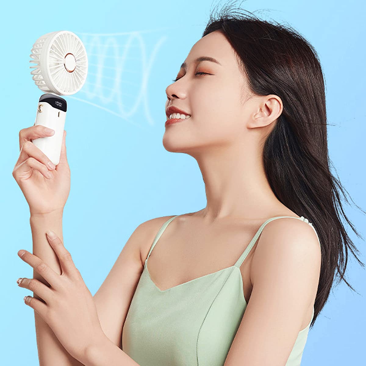 Handheld Portable Fan,Mini Personal Foldable Hand Fan,4000Mah,Usb Rechargeable,5 Adjustable Speeds