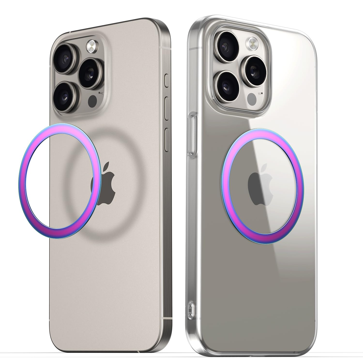 Kismer Magnetic Ring Sticker For Magsafe Premium Universal Conversion Magnetic Adapter Kit For Kindle,Phone Case,Wireless Charger, Car Mount, Wallet, 2Pack (Mirror Mulitcolor 0.5Mm)