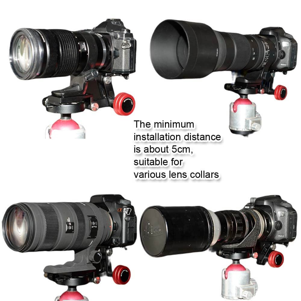 Ishoot Foldable Long Focus Lens Support, Portable Telephoto Lens Bracket, Zoom Lens Stand, 2-In1 Camera Quick Release Plate Compatible With Manfrotto 200Pl & Arca-Swiss Fit Tripod Ball Head Clamp