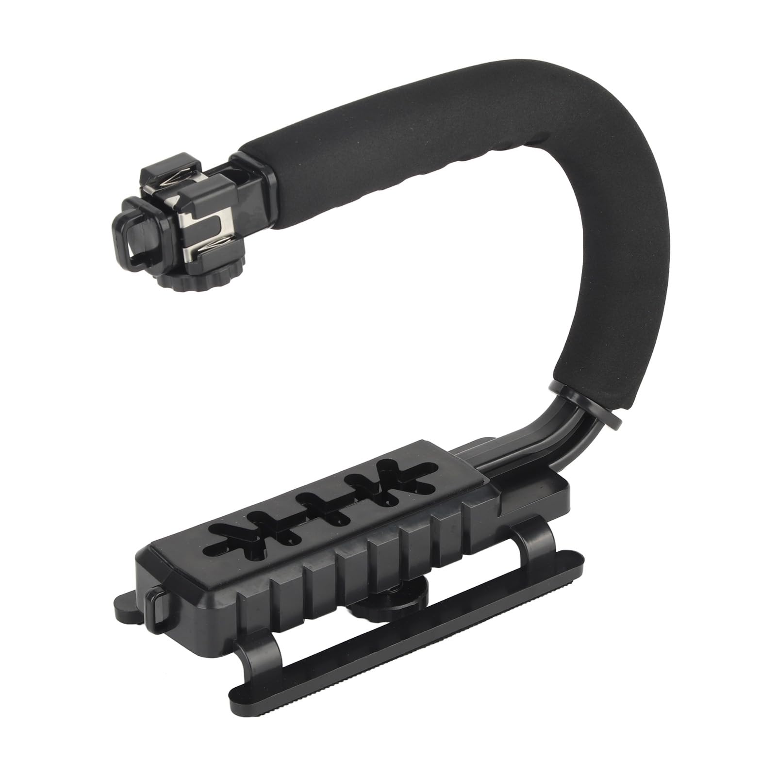 Acouto Adjustable Camera Handheld Stabilizer With 3 Hot Shoe Mounts Foldable Ushaped Ip For Video Action, Sport Cameras Abs Sponge Truction
