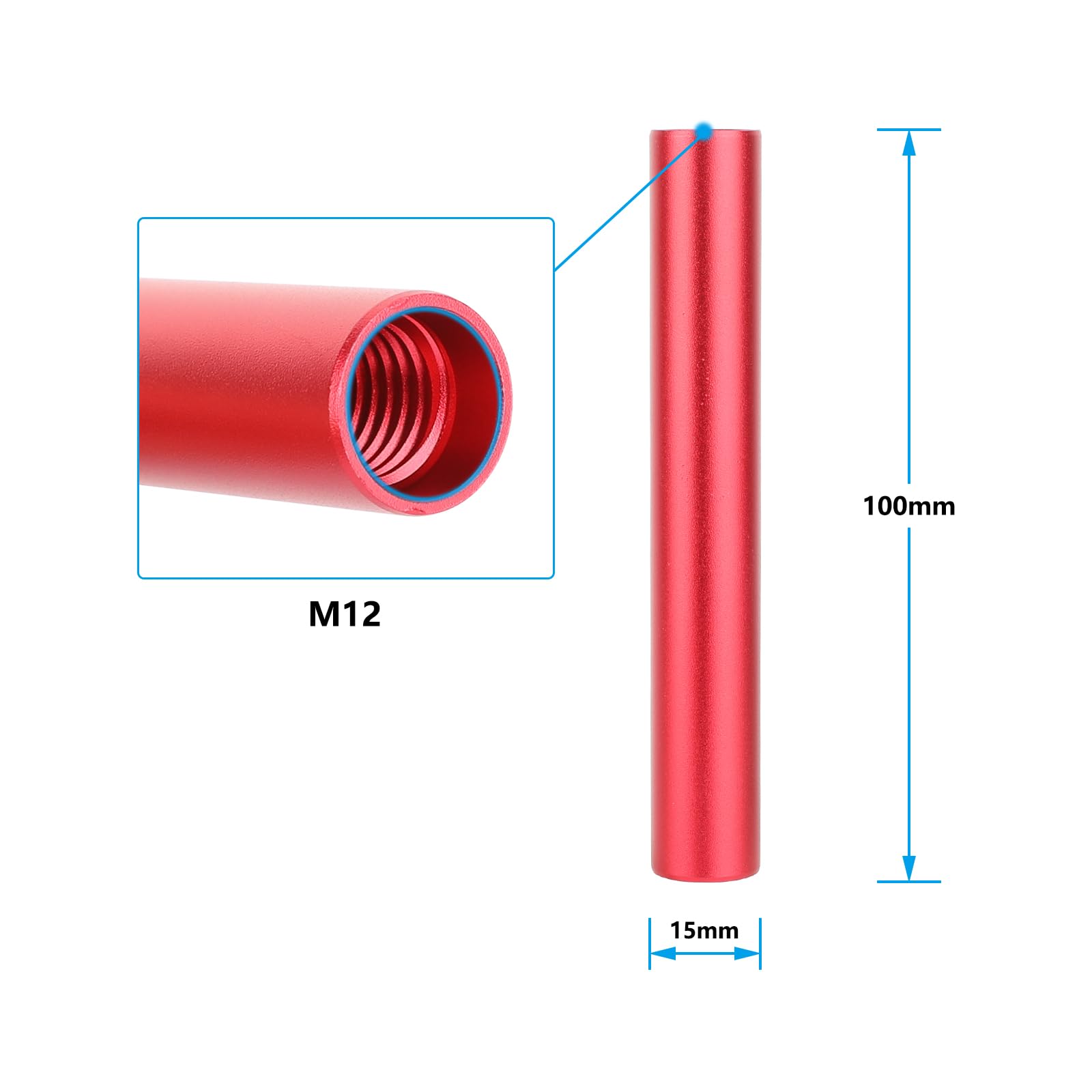 Camvate 15Mm Aluminum Rod Pair (Red, 3.94") - 3562