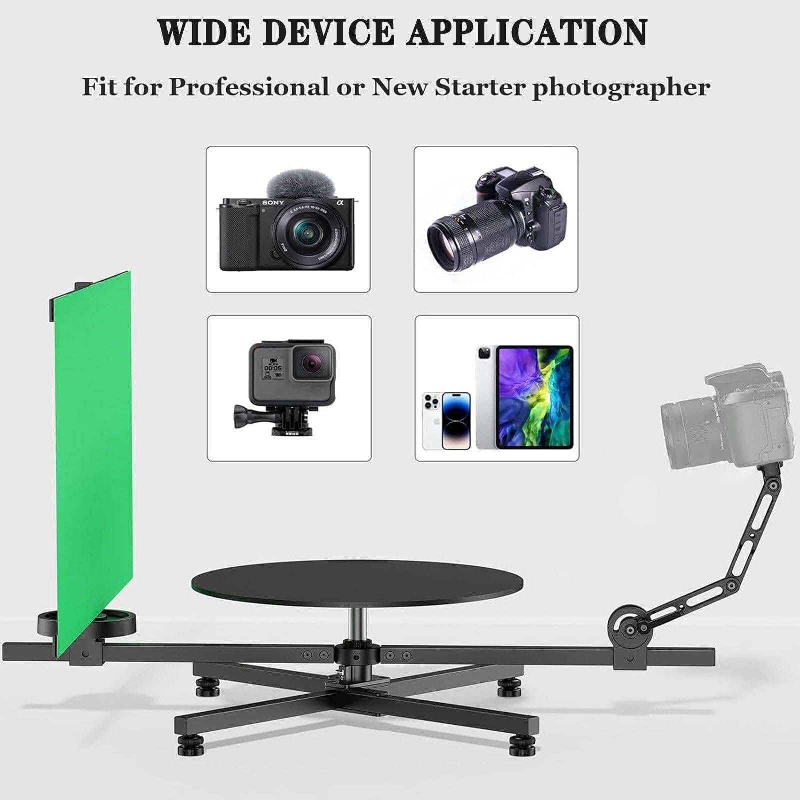 Ldmlax 360 Video Camera Rig Panoramic Rotating Platform,360 Camera Booth Video Camera Product Shot 360 Rotating Platform Rig 87X 44X13Cm