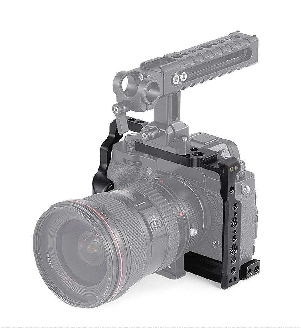Fotga Aluminum Camera Cage Video Stabilizer W/A Cold Shoe Mount Multiple 1/4 3/8 Inch Screw Holes,Arri Location Hole For Fujifilm X-T2 X-T3 Camera