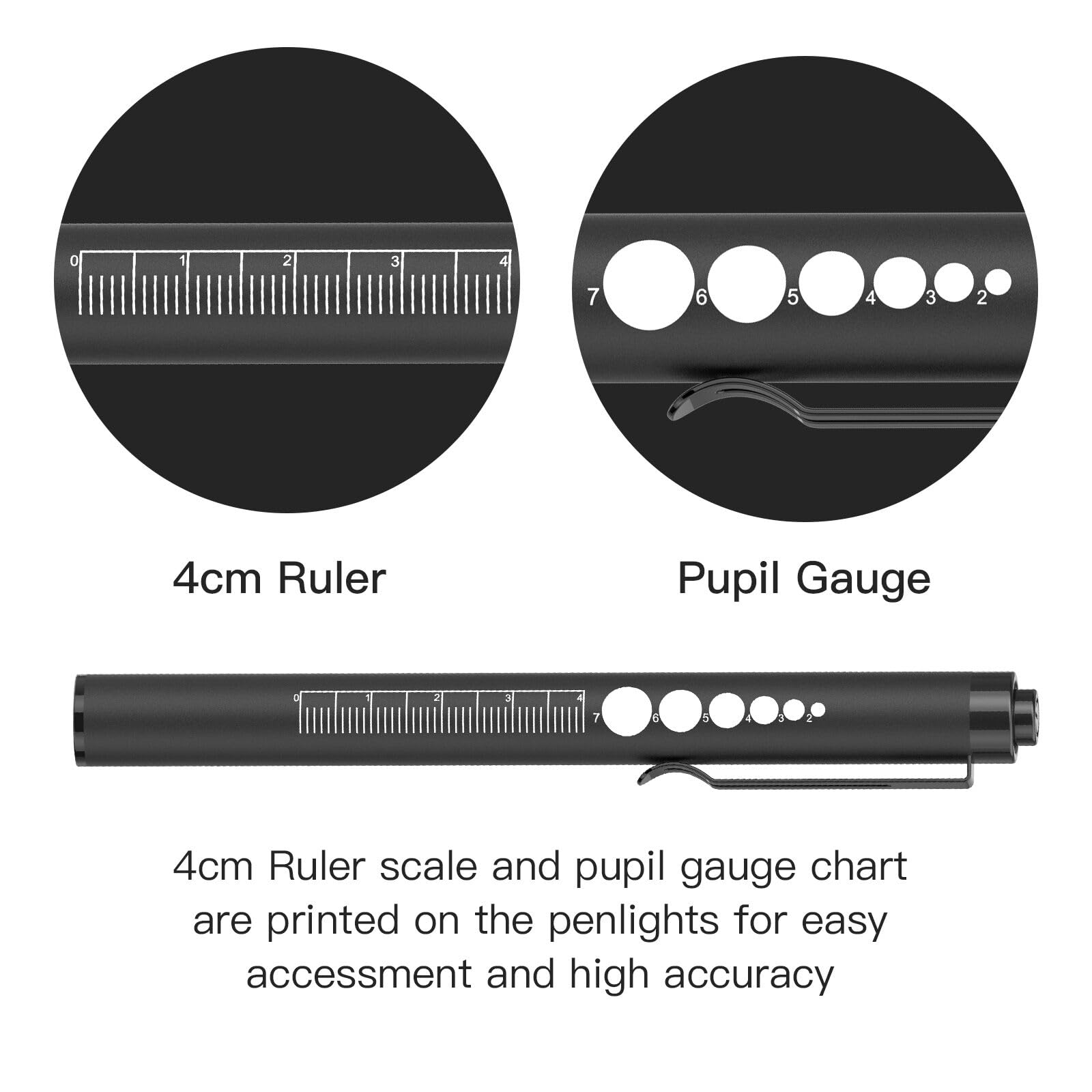 Cosoos 2 Rechargeable Pen Lights With Pupil Gauge & Ruler, Mini Led Penlights For Nurses Doctor, Warm/White Light With Clip, Usb-C Rechargeable Penlight Flashlight  For Nursing Student