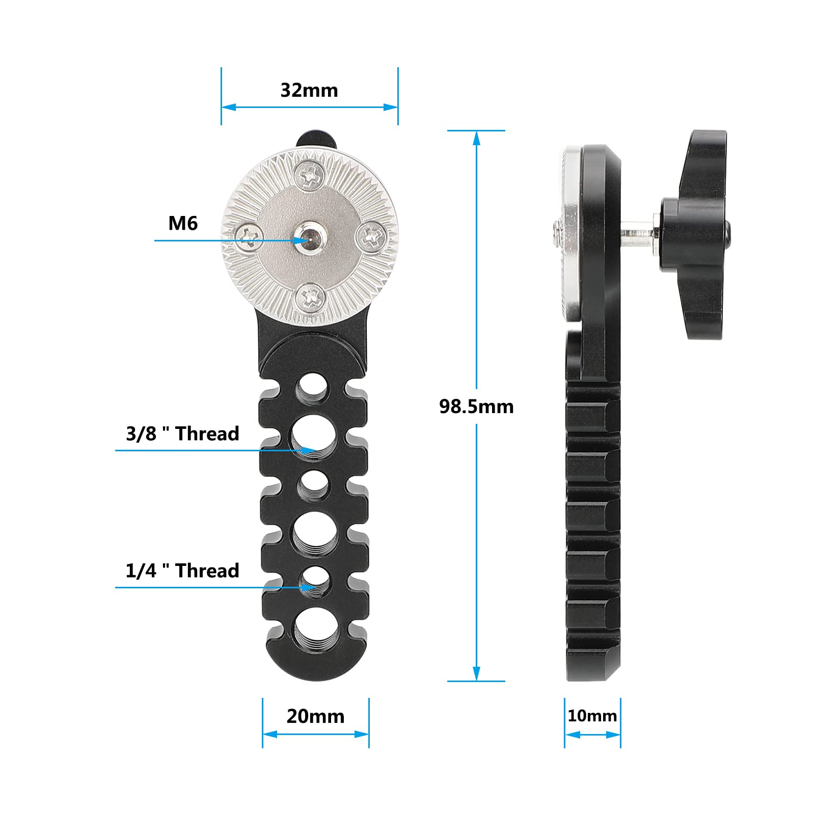 Camvate Rosette Extension Arm With M6 Thread Screw For Dslr Camera Cage Rig(Black) - 3099