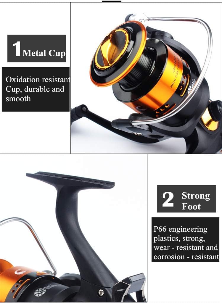 Bntteam Spinning Reel, Front And Rear Brake System Freshwater Spinning Fishing Reels, Graphite Frame, Cnc Aluminum Spool, 5.2:1 Gear Ratio, Left/Right Interchangeable (11Bb, 5000 Series)