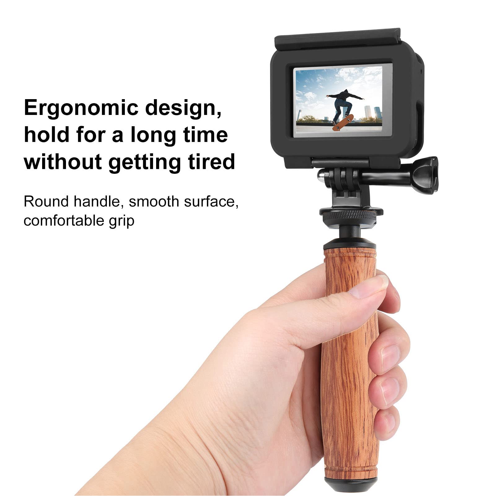 Agatige Camera Handle Grip Support Mount, Universal Handlegrip Camera Stabilizer Handheld Wooden Handle Grip Mini Ball Head With 1/4 Inch Screw Hole For Camera Motion Capture Video