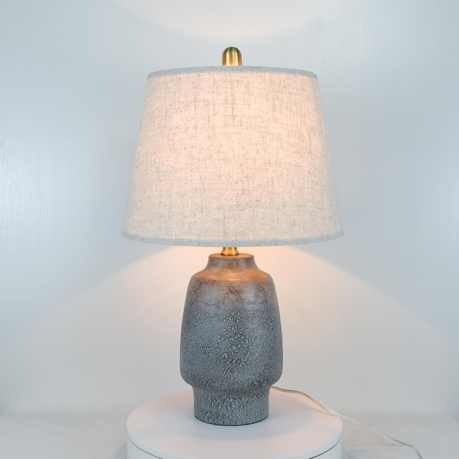 Msrzuds 22" Antique Black Table Lamp, Country Rustic Desk Lamp With Linen Beige Fabric Shade And Resin Base For Bedroom, Living Room, Dining Room, Office, Bedside