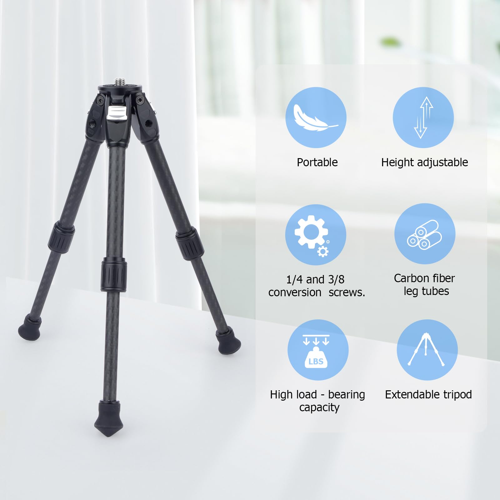 Mechrig Carbon Fiber Tripod With 3-Stage Angle Adjustment, Retractable Lightweight Handheld Stand For Dslr Mirrorless Camera Vlogging – 1/4” Screw & Snow-Ready Spiked Feet-6