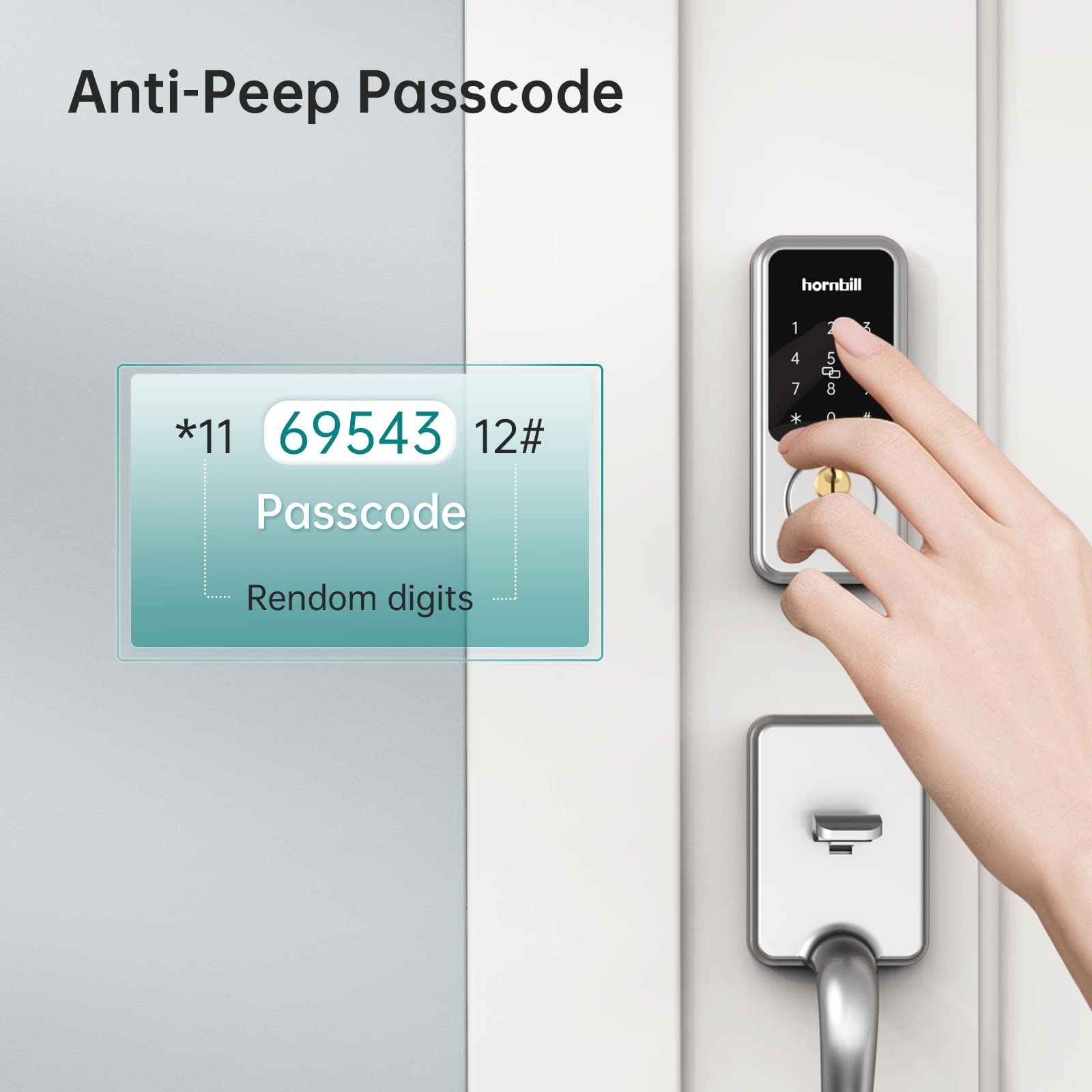 Hornbill Smart Front Door Locks Deadbolt: Keyless Entry Door Lock, Electronic Digital Door Lock With Keypad, Bluetooth Smart Deadbolt App Control, Auto Lock For Homes And Hotel