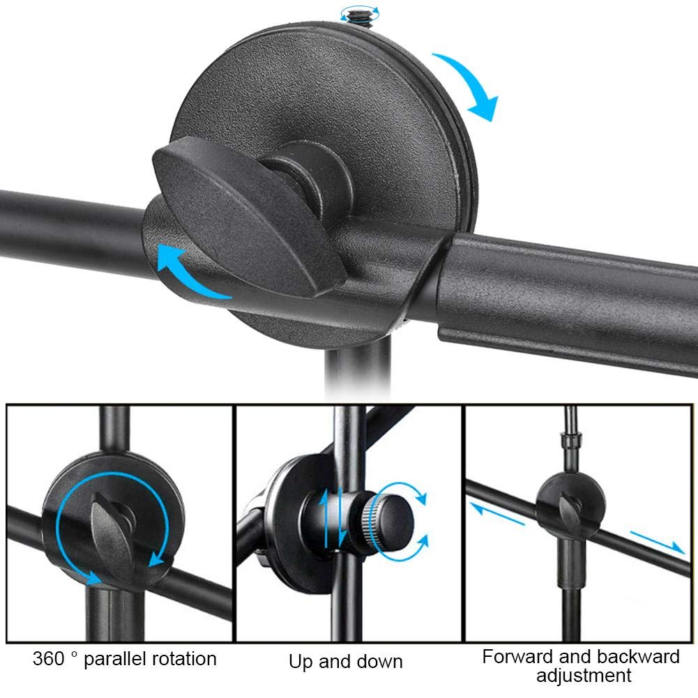 Hilitand Phone Photography Video Bracket Stand,360° Rotate Foldable Arm Overhead Low Angle Photo Shooting Live Recording Desktop Mount Stick Holder Extension Rod Pole,With 5.3-10Cm Phone