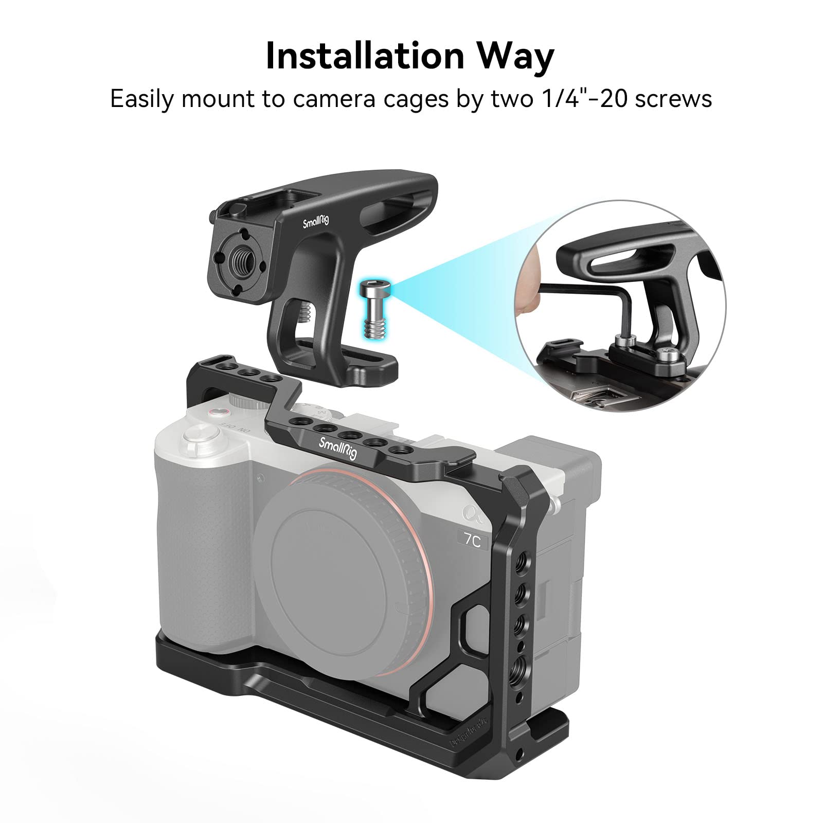 Smallrig Mini Top Handle For Lightweight Vlogging Cameras With 1/4"-20 Screws - Hts2756