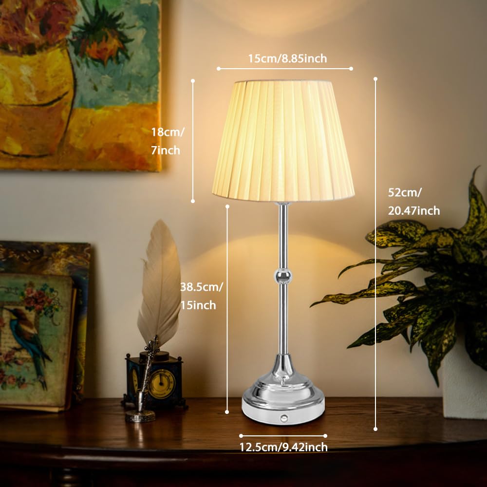 Ejfoiej Portable Led Table Lamp With Touch Sensor, 3-Levels Brightness Metal Desk, Bedside, Dining Room Lamp (Silver)
