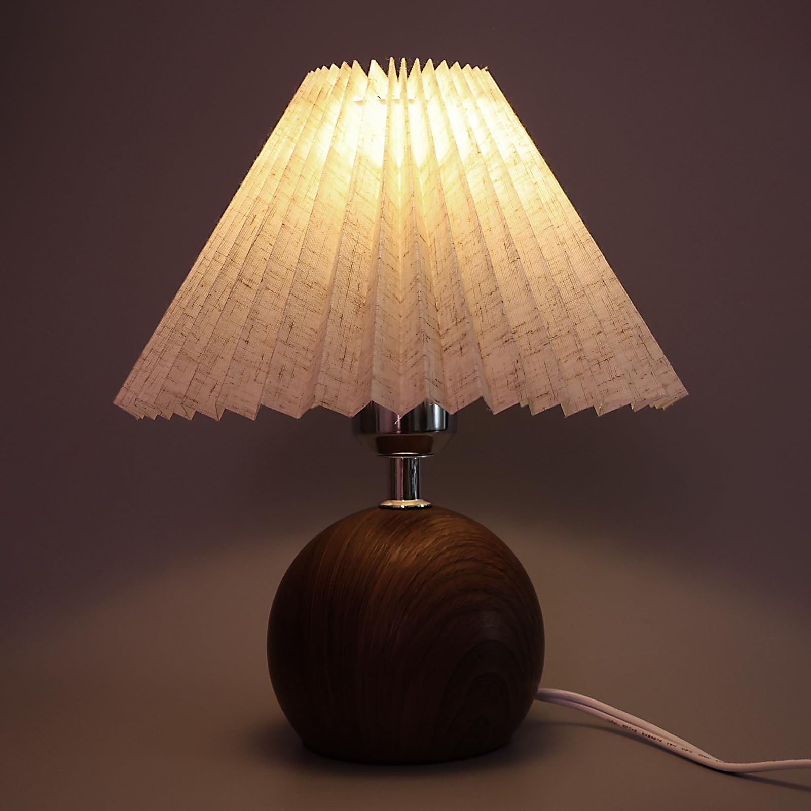 Jachoyi Small Pleated Table Lamp, Bedside Nightstand Lamp With Off White Lampshade, Morden Mini Lamp For Bedroom Home Office Decor, E27 Bulb Included