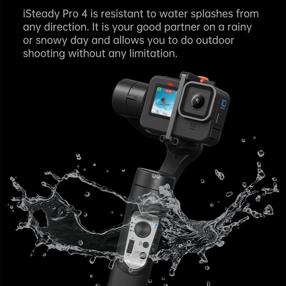 Hohem Isteady Pro 4 Action Camera Gimbal 3-Axis Splashproof Stabilizer For Gopro Hero 13/12/11/10/9/8/7/6/5/4/3,Dji Osmo Action,Insta360 One R,Sony Rx0,Quick Mounting,14Hrs Runtime