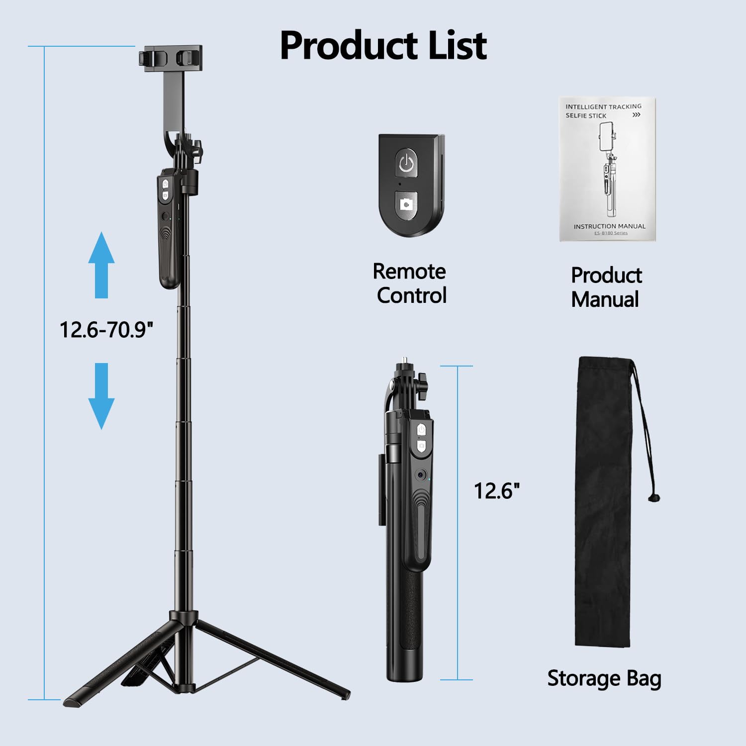 Yayusi Auto Face Tracking Tripod 360° Rotation With Stand, 70.9" Motion Sensor Phone Tripod Stand, No App, Gesture Control, Smart Face Body Auto Tracking Selfie Stick Tripods For Video Record/Live Streaming