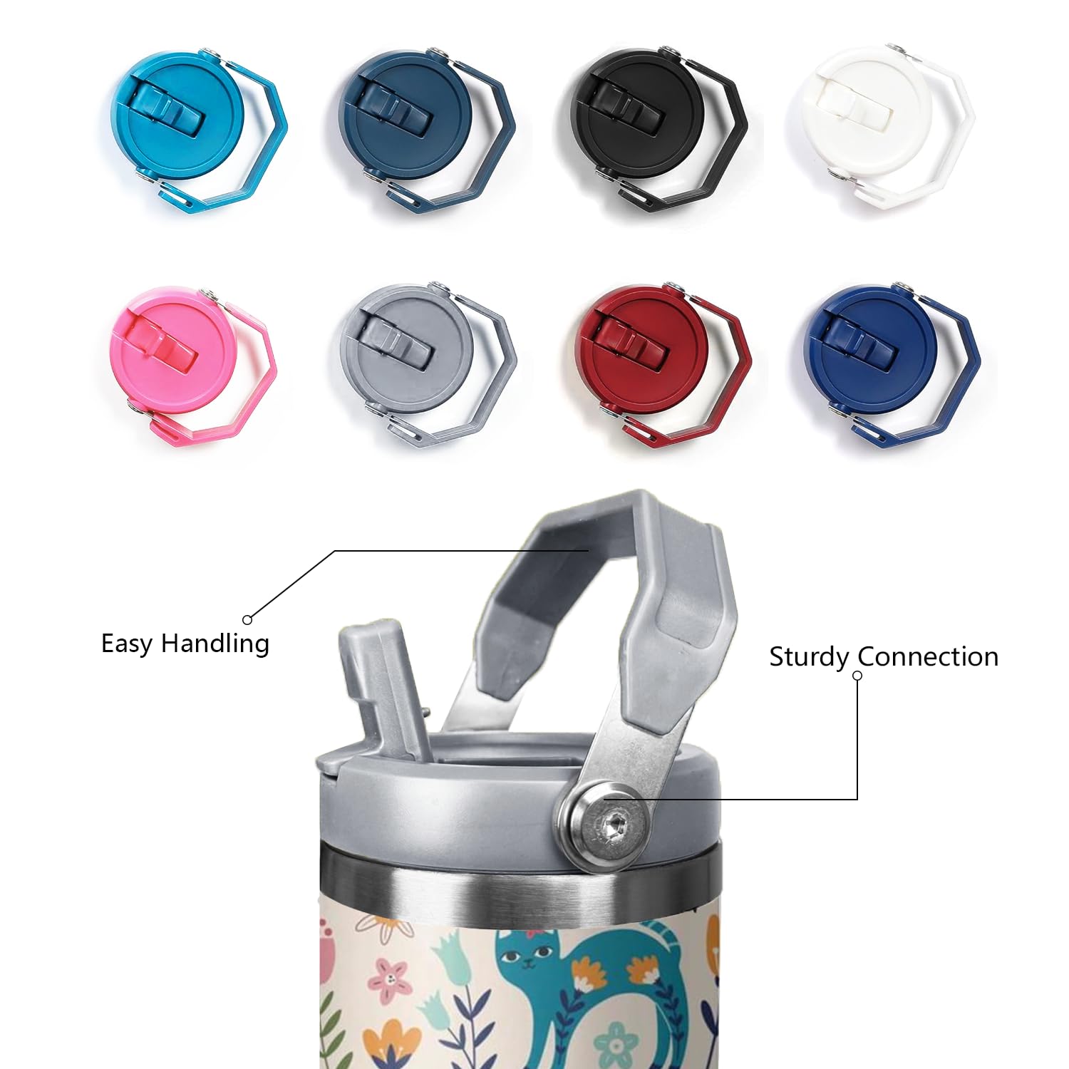 30 Oz Cat Flip Strawtumbler Lid And Straw,Funny Cat Leakproof Insulated Stainless Steel