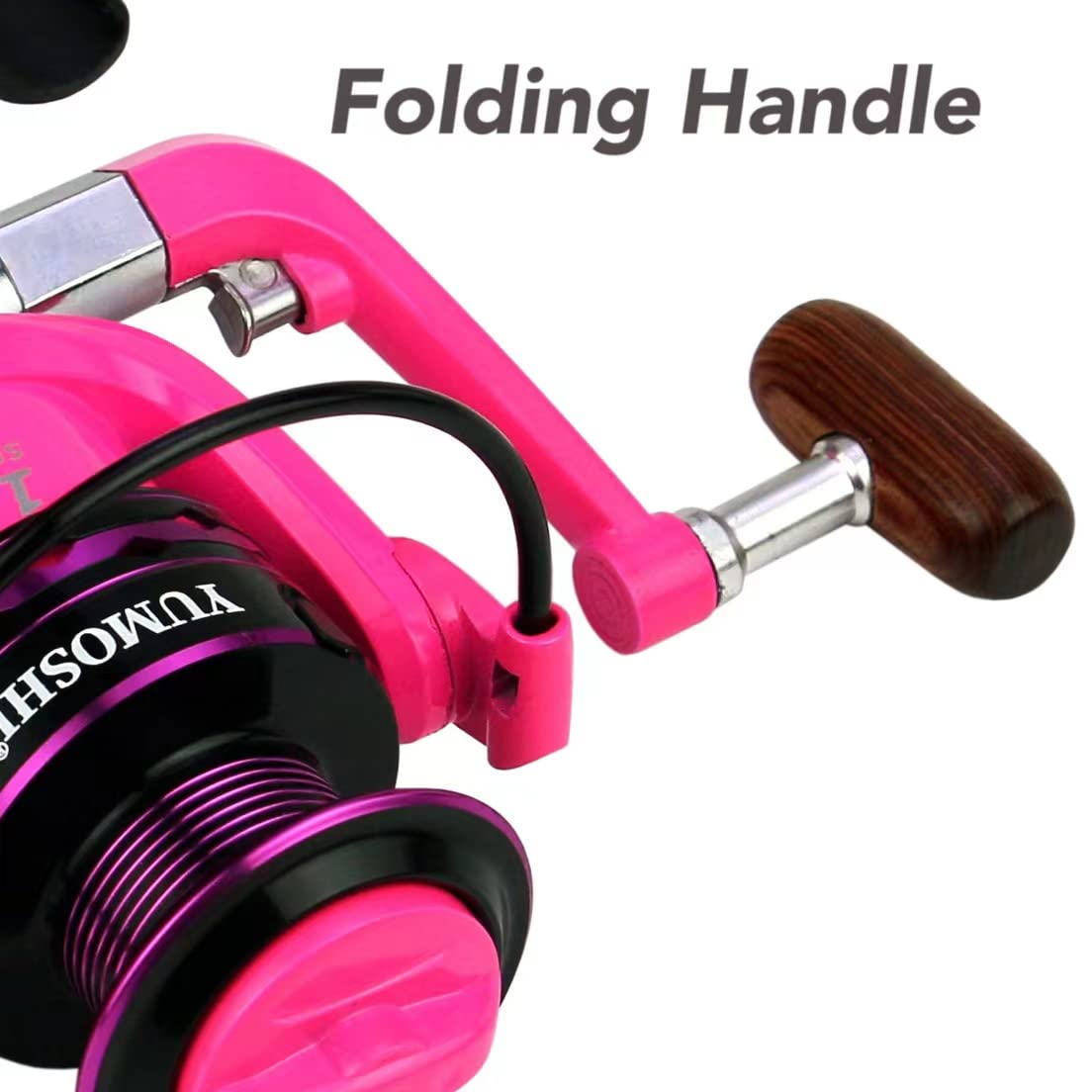 Gairen Fishing Spinning Reel Gear Ratio 5.2:1 Lightweight Left/Right Hand Interchangeable Ultra Smooth Powerful 2000, 3000, 4000, 5000, 6000, 7000 Series Pink