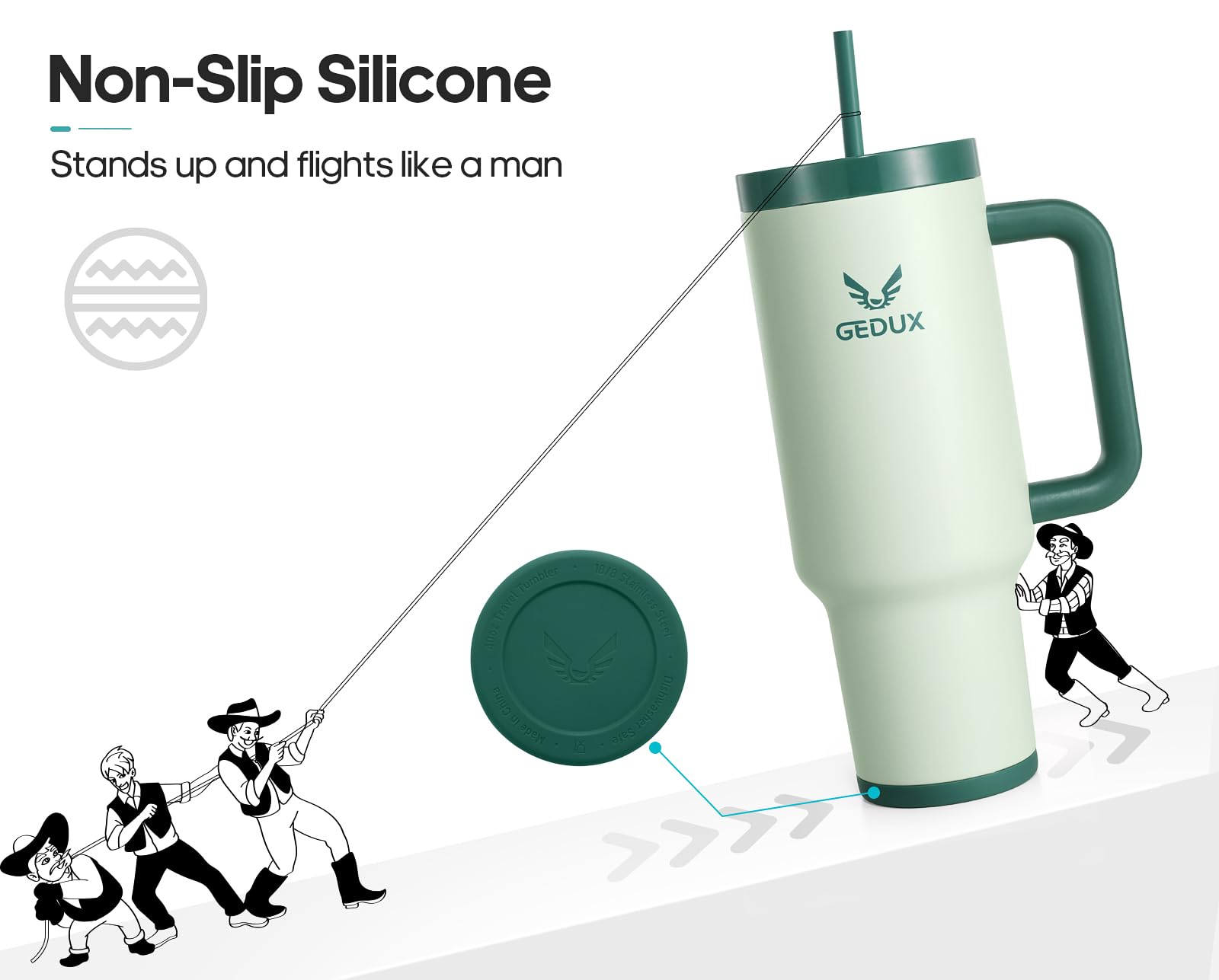 40Oz Tumbler With Handle, 2-In-1 Leak Proof Lid (Straw/Flip), Insulated Water Bottle, Stainless
