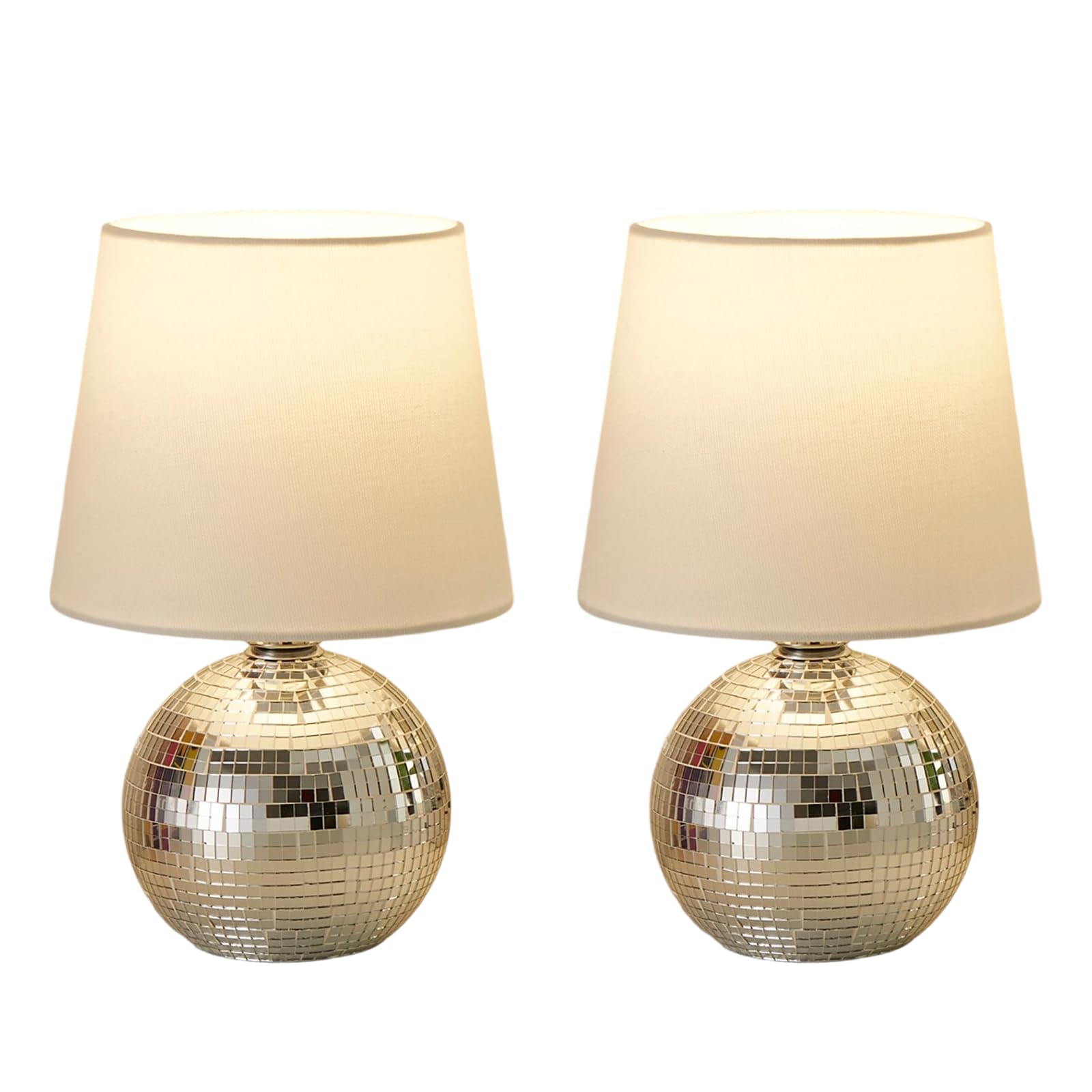 Saiweya 10.5" Disco Ball Lamp Small Funky Lamp-Mini Table Lamps Bedside Nightstand Light For Bedroom, Living Room, Office, Birthday Festival (Sliver)