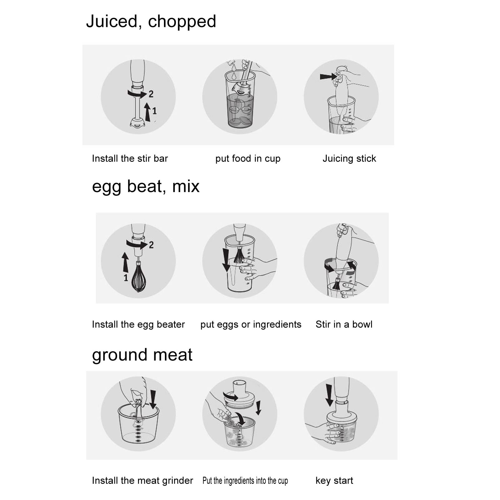 Gowenic 4 In 1 Immersion Blender, Electric Chopper With Meat Grinder And Veggie Chopper, Emulsion Blender With Chopper, Egg Whisk Attachment, Milk Frother, 700Ml Mixing Beaker