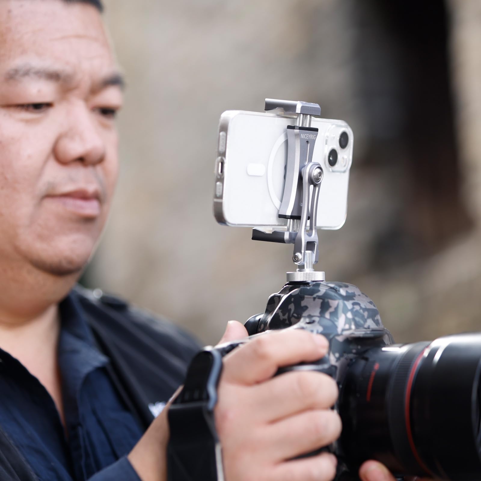 Niceyrig Aluminum Camera/Tripod Mount Phone Holder For Iphone 15/14/13/12 Pro 6.1'', Pro Max 6.7’’, Video Recording Vlog Lives Photography Support Stable Clamp - 576