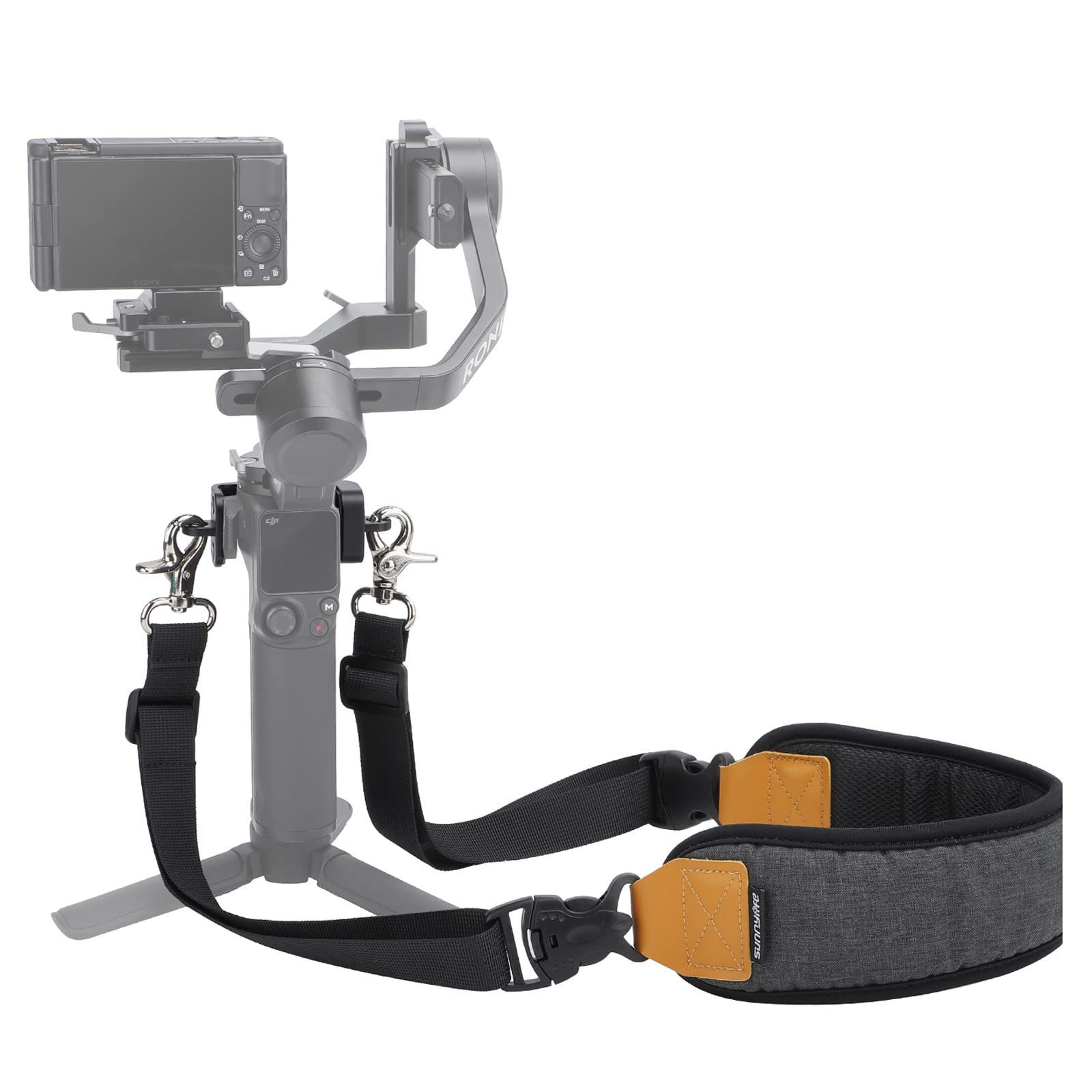 Anbee Ronin Rs 3/4 Pro Mini Neck Strap, Adjustable Dual-Hook Carry Strap With Fixed Metal Ring For Dji Ronin Rs3 / Rs 4/4 Pro Mini Handheld 3-Axis Gimbal Stabilizer