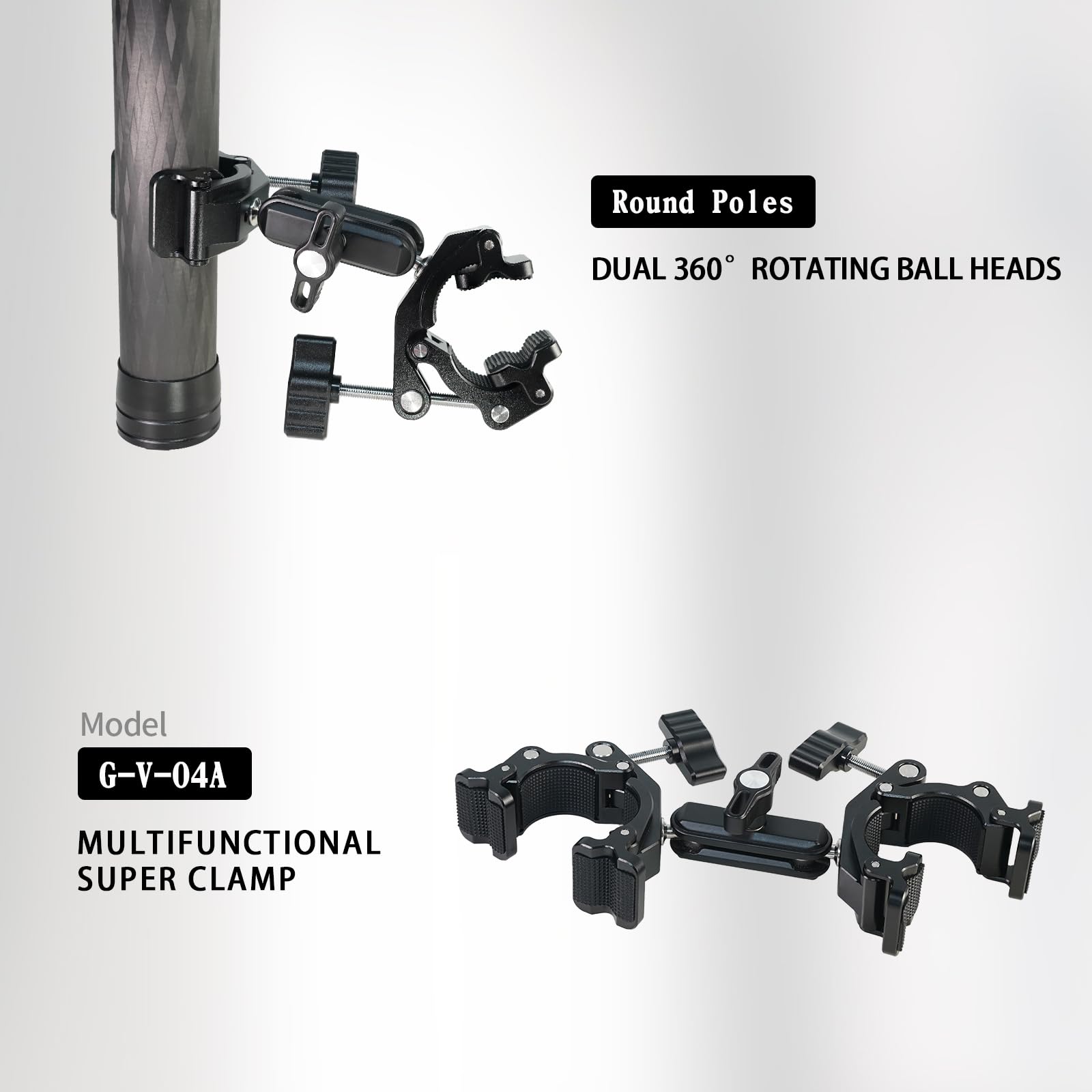 Fifield Double Super Clamp Camera Mount With Magic Arm, 360°Rotating Camera Mount For Motorcycle Umbrella Desk Studio Light Stand Holder Photography, Motorcycle Bike Accessories Tools