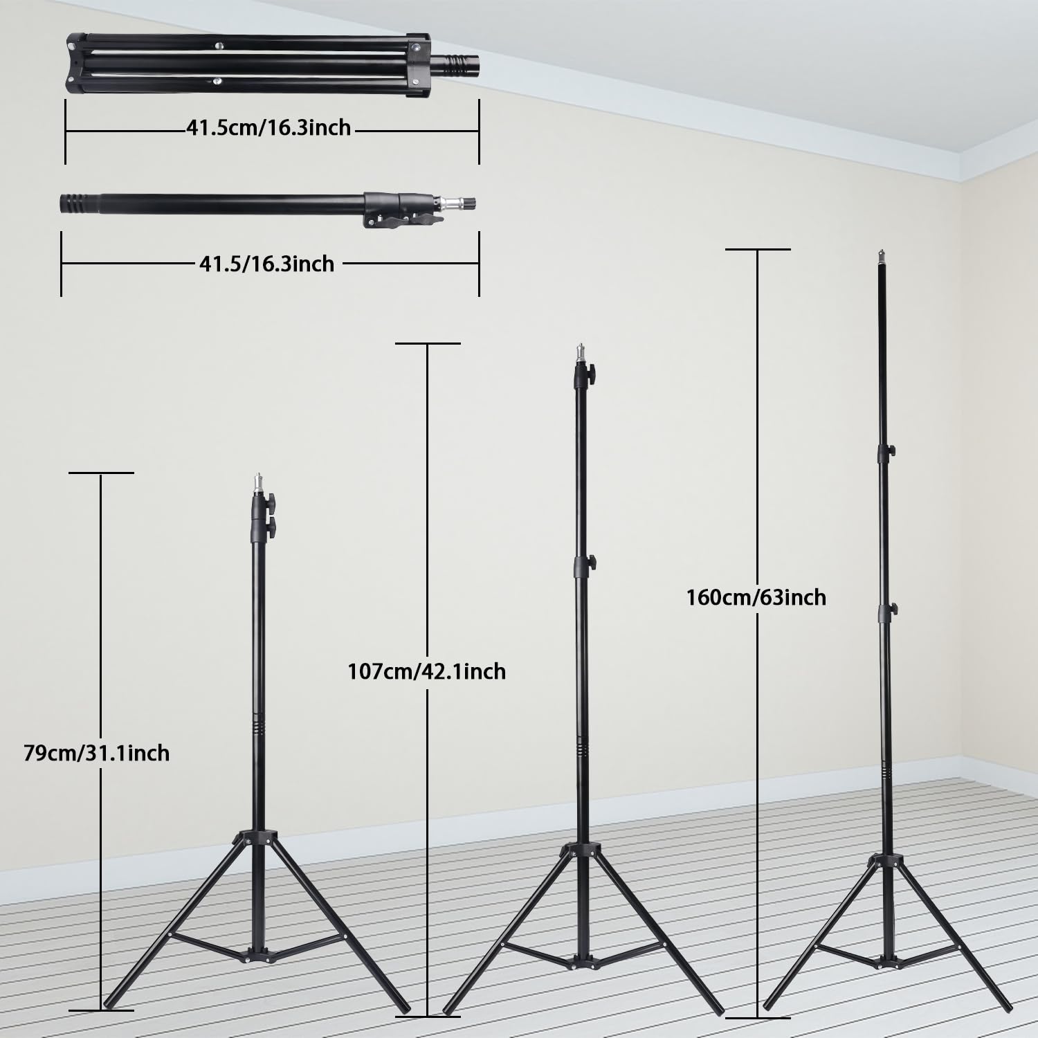 Senndio Professional 63"/160Cm Aluminum Light Stand With Dual Phone & Tablet Mount, Compatible With Softbox, Studio Lights, And Reflectors