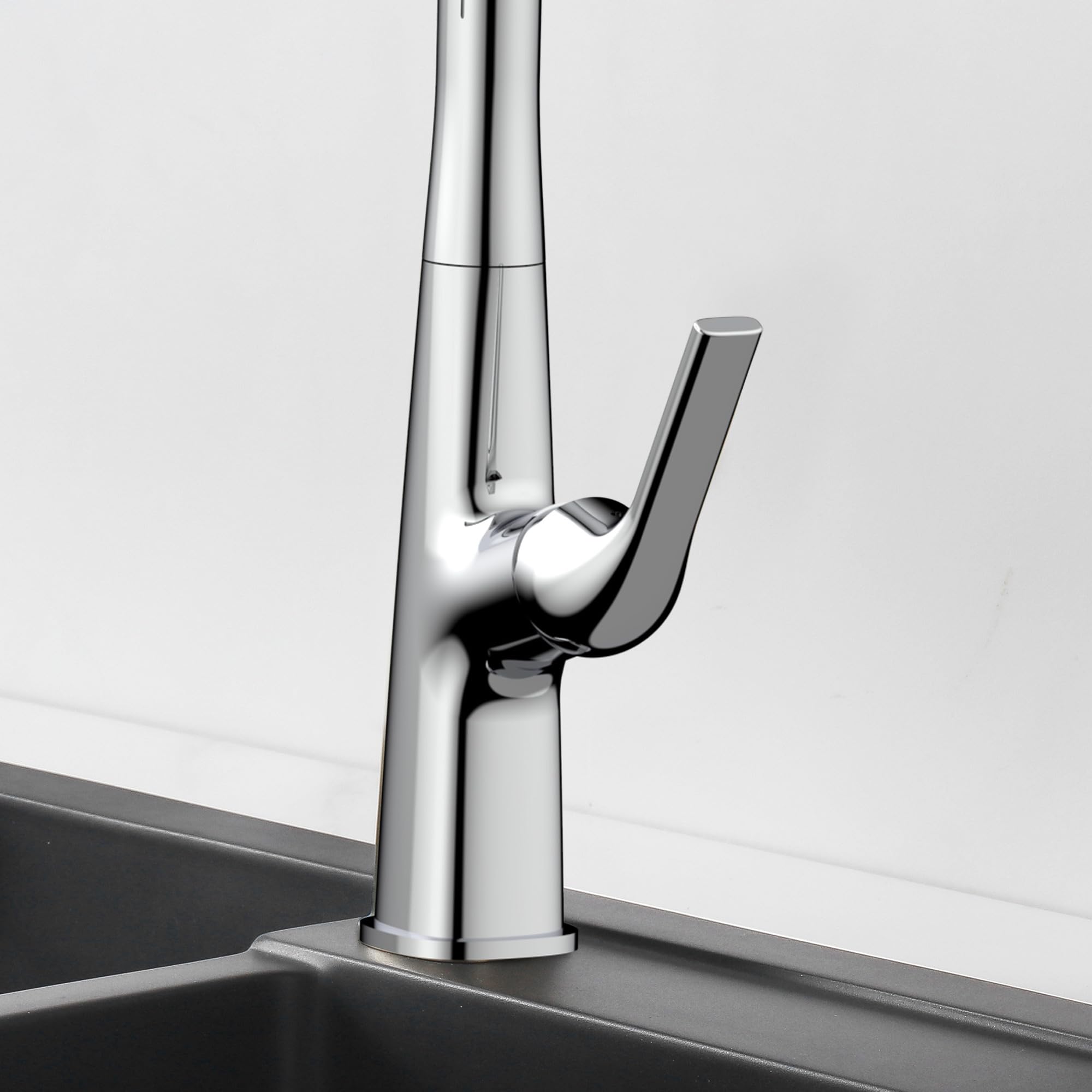 East Grove Home Pureflow Collection Faucet With High Arc And Pull Down 2-Mode Sprayer Or Stream Head With Single Comfort Handle In Brushed Nickel For Kitchen, Laundry, Or Outdoor Sinks