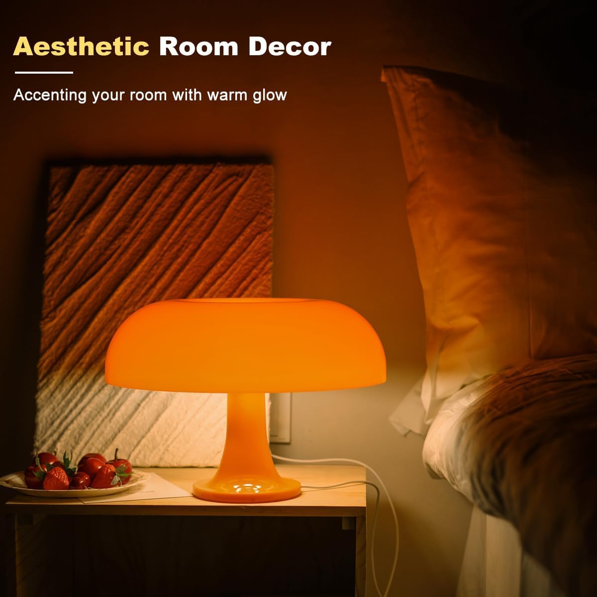 Ldsk Orange Mushroom Lamp For Room Aesthetic Modern Lighting For Bedroom Mid Century Modern Lamp Mushroom Table Lamp Cool Retro Living Room Decor & Bedroom Decor