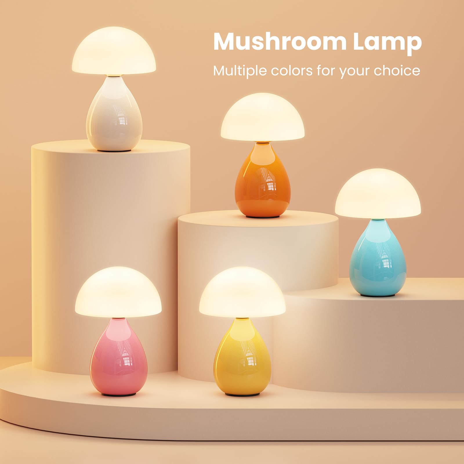 Vanbolon Mushroom Lamp Small Lamp, Mini Table Bedside Nightstand For Bedroom, Cute Night Light Dimmable Home Decor For Living Room Girl