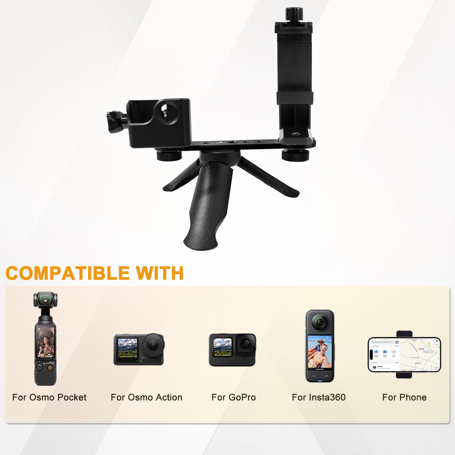 Jodichert For Dji Osmo Pocket 3 Phone Mount, Pocket 3 Phone Holder Mount, Metal Expansion Adapter With Phone Clip Mini Tripod Stand And 1/4” Screw For Dji Osmo Pocket 3 Creator Combo Handle Accessories Kit