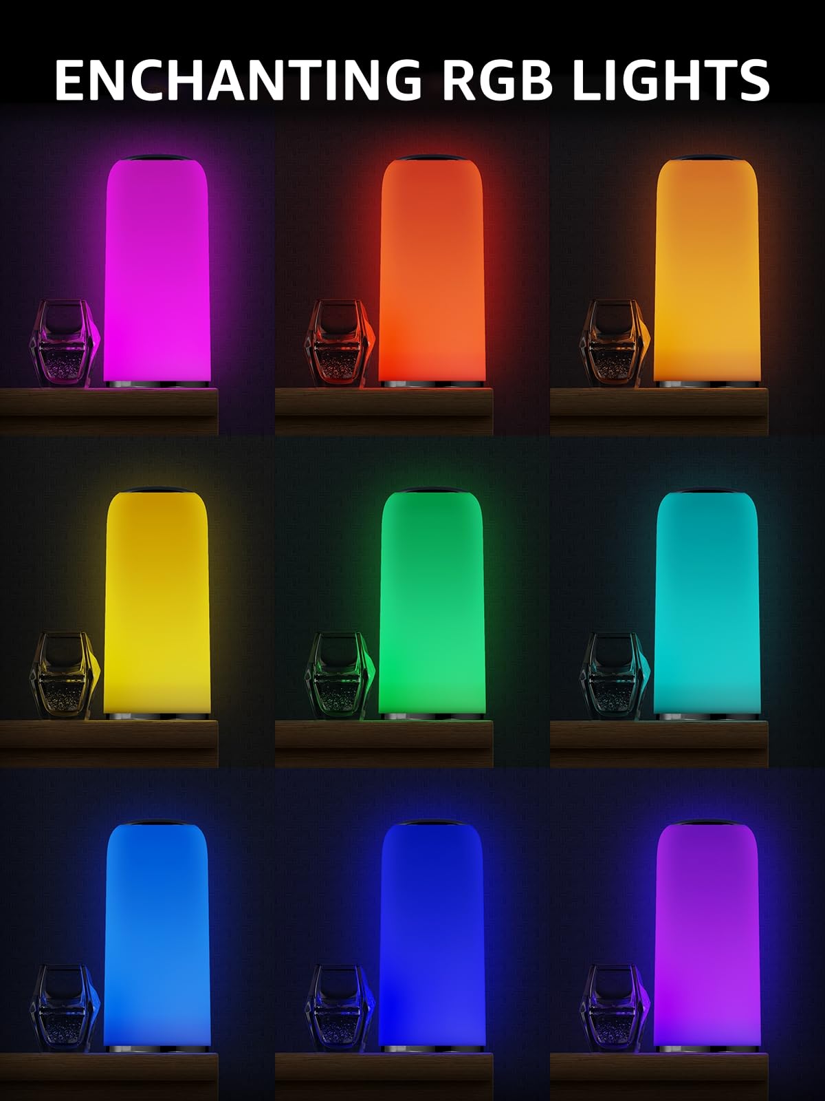 Easemo Led Touch Lamp, Rgb Bedside Table Lamps With Timer Function, Dimmable Warm White Reading Night Light With Memory Function For Nightstand Bedroom